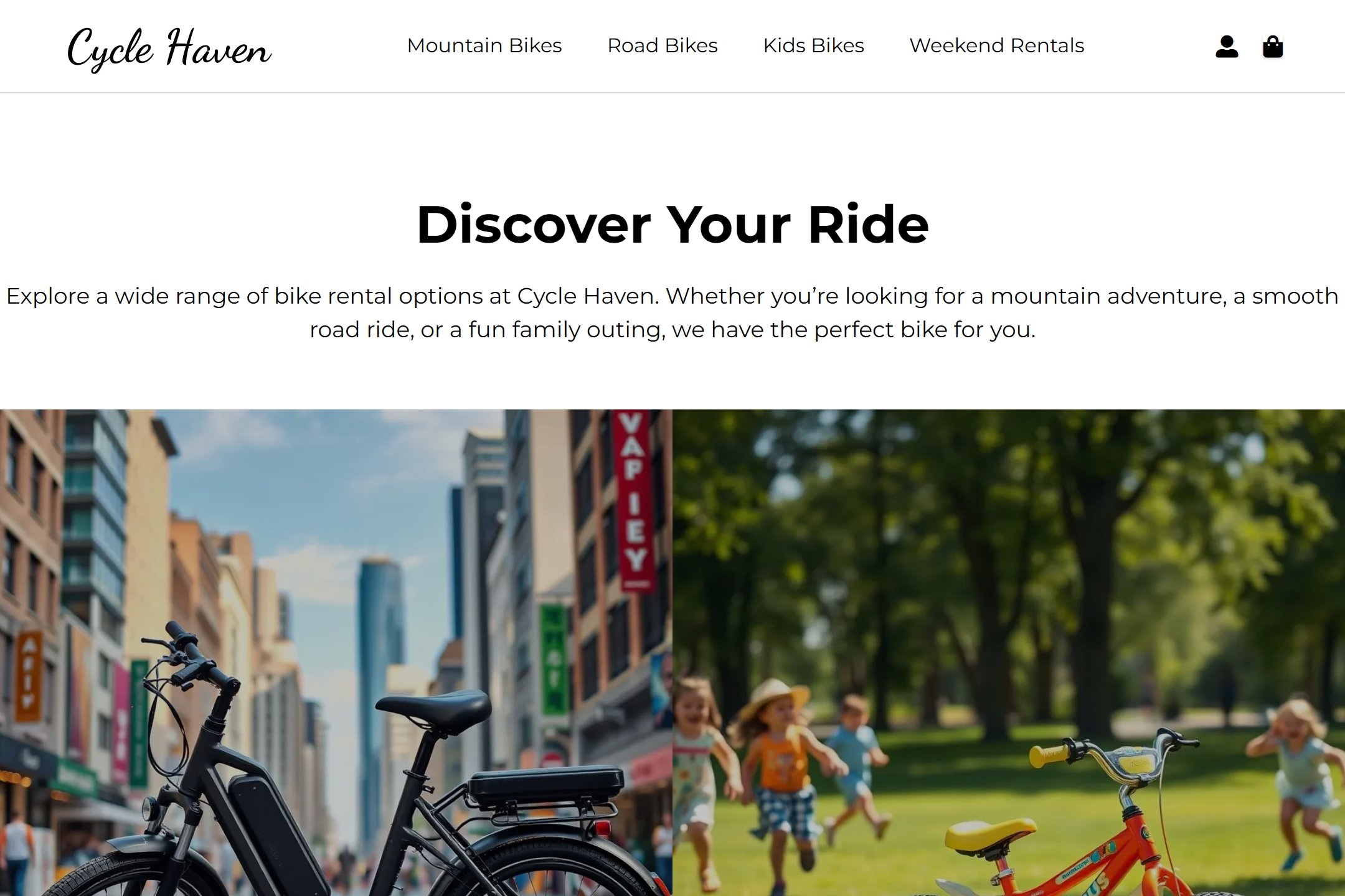 Bike rental shop website template