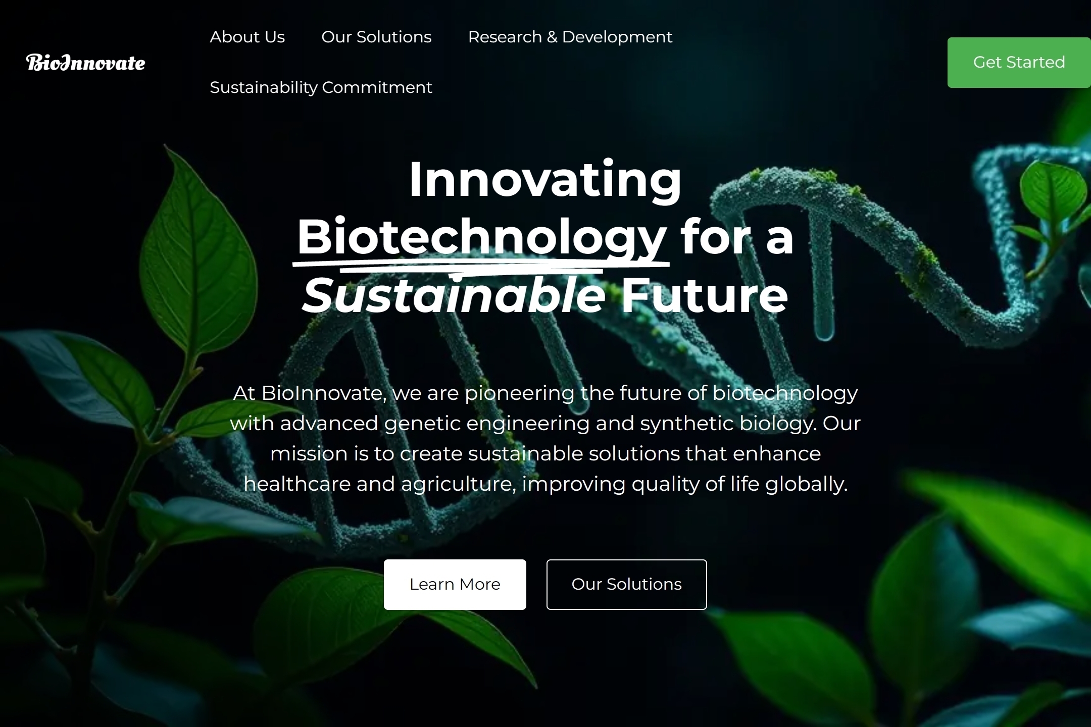 Biotechnology startup website template