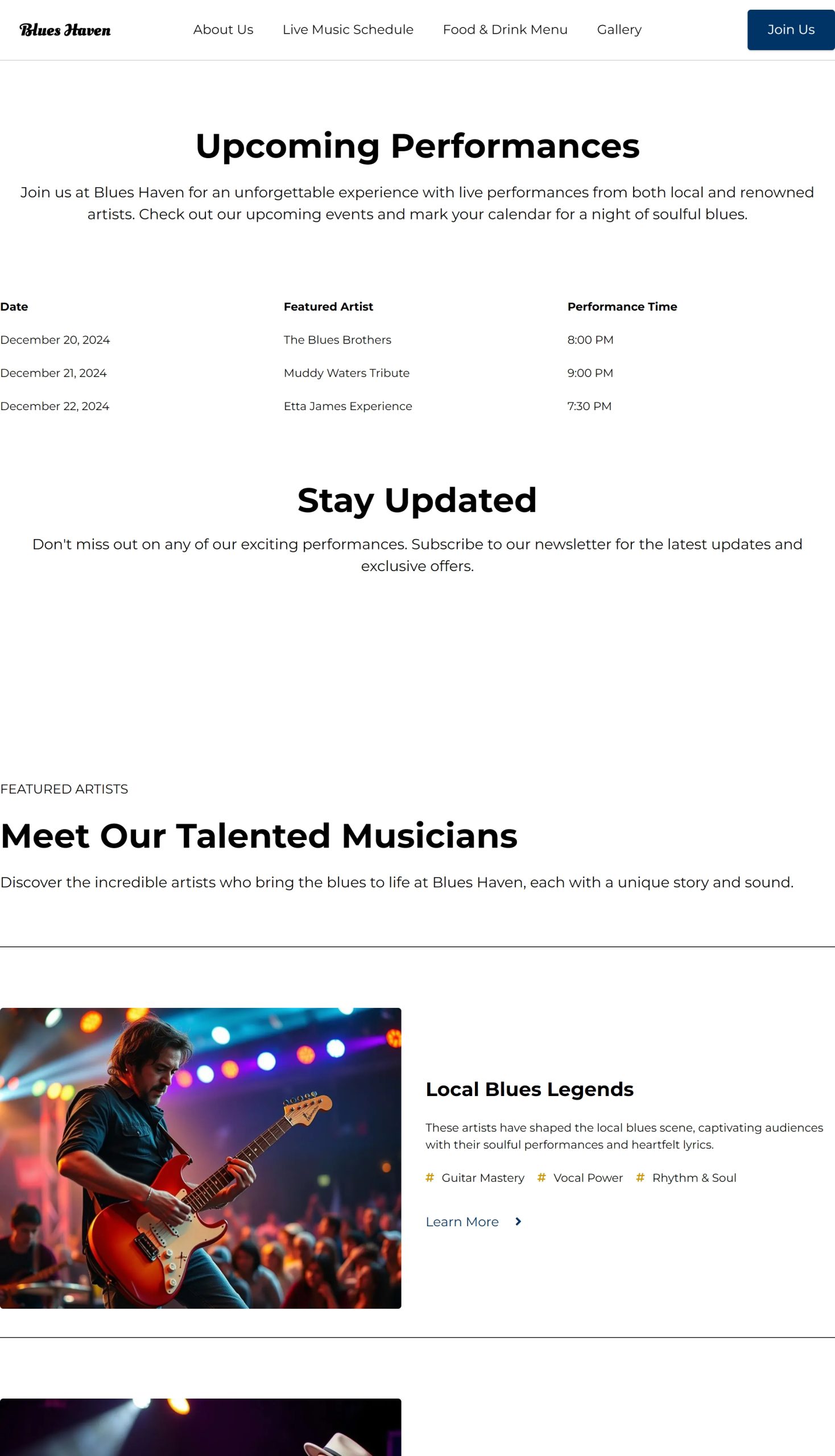 Live Music Schedule