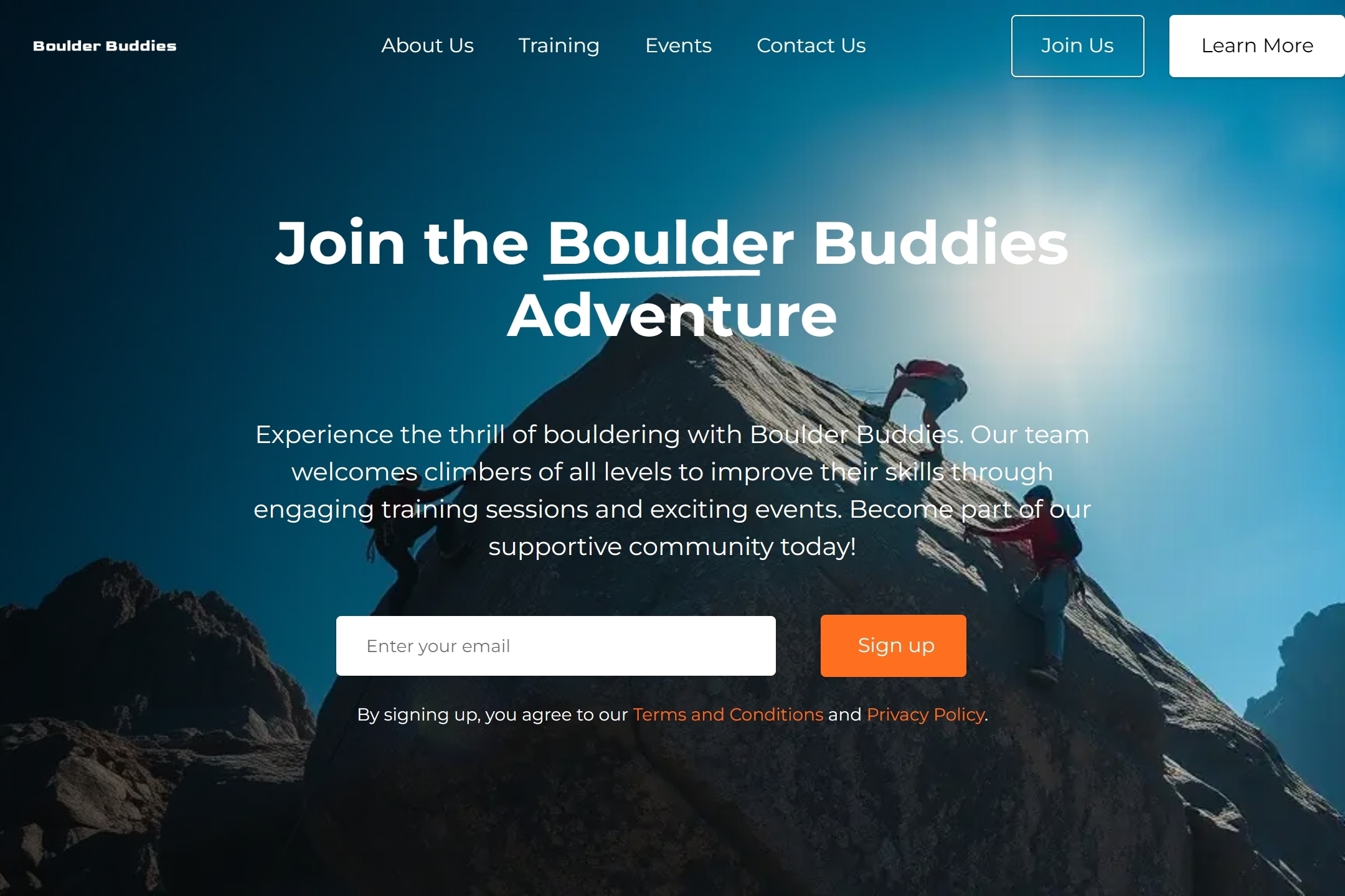 Bouldering team website template