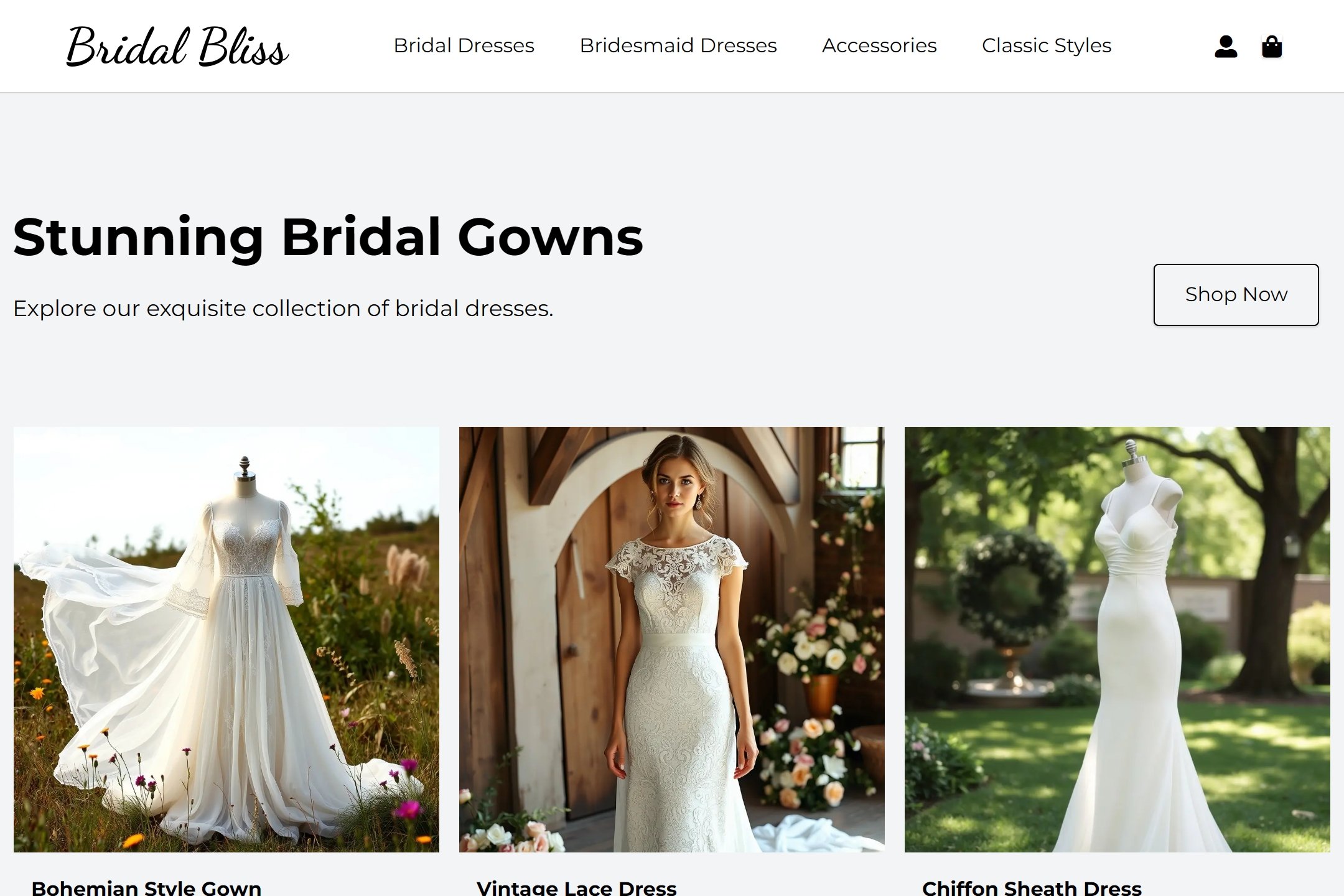 Bridal shop website template