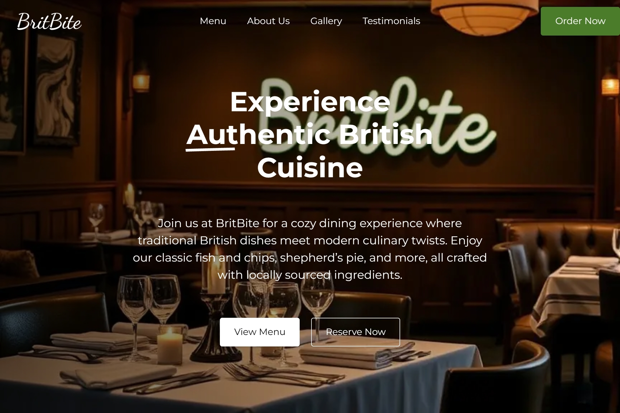 British food restaurant website template