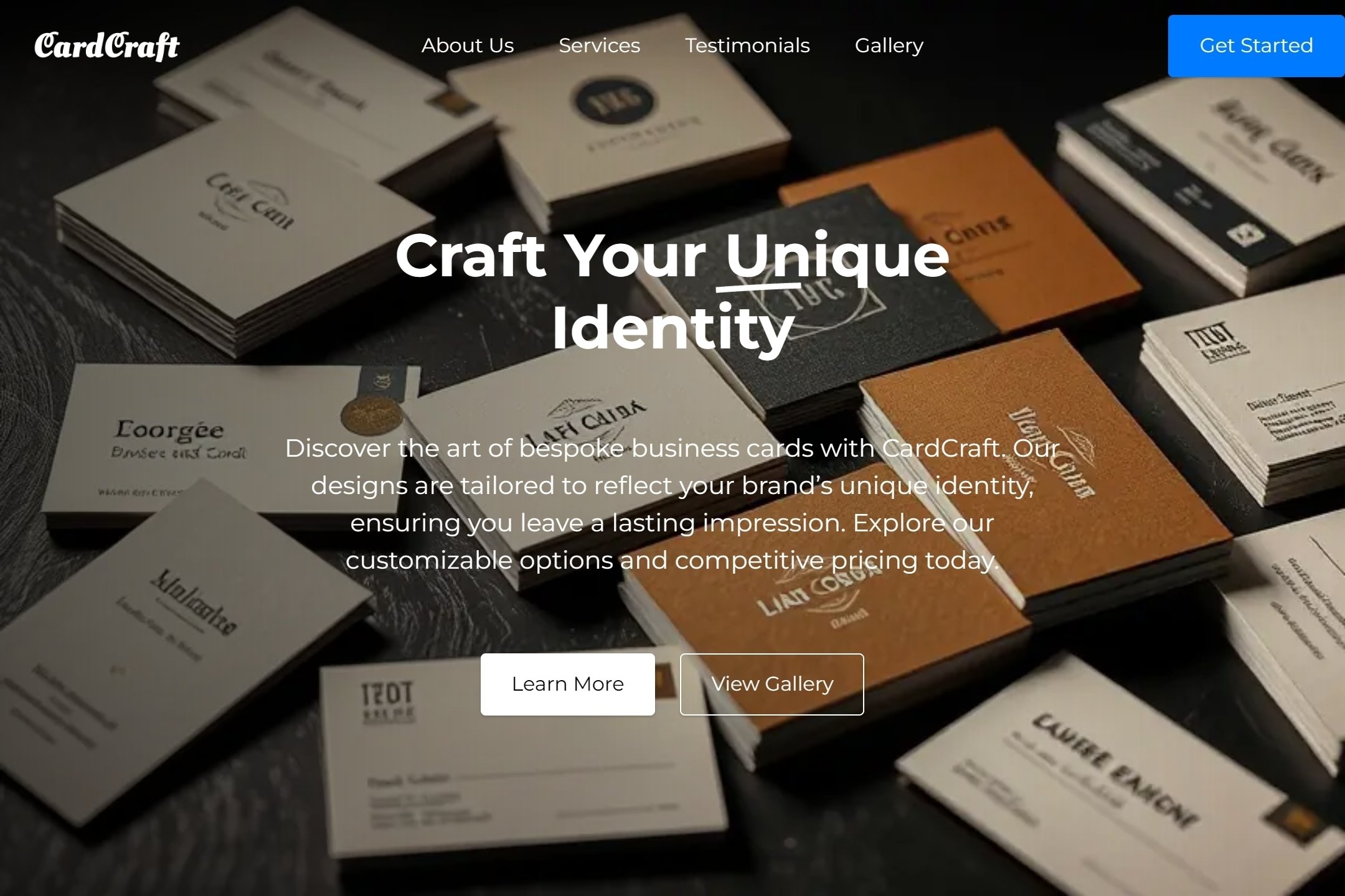 Business card website template