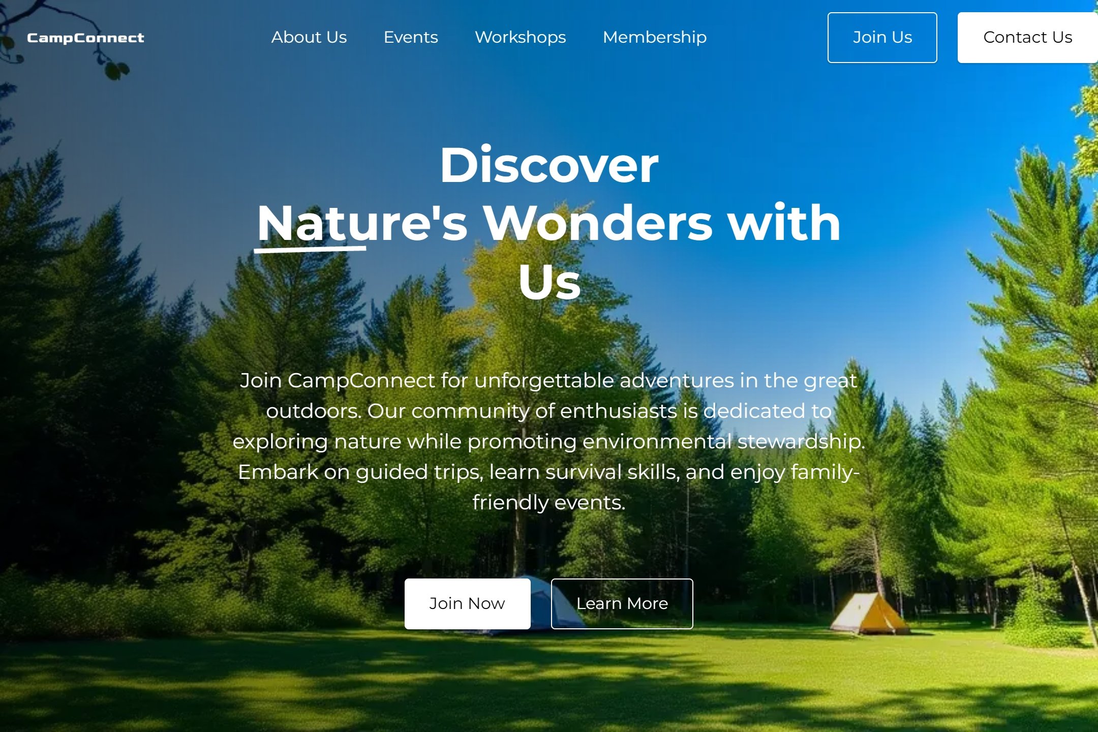 Camping group website template
