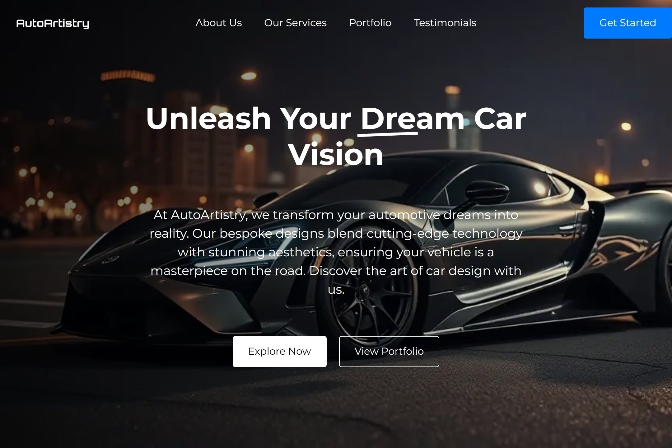 Car design studio website template