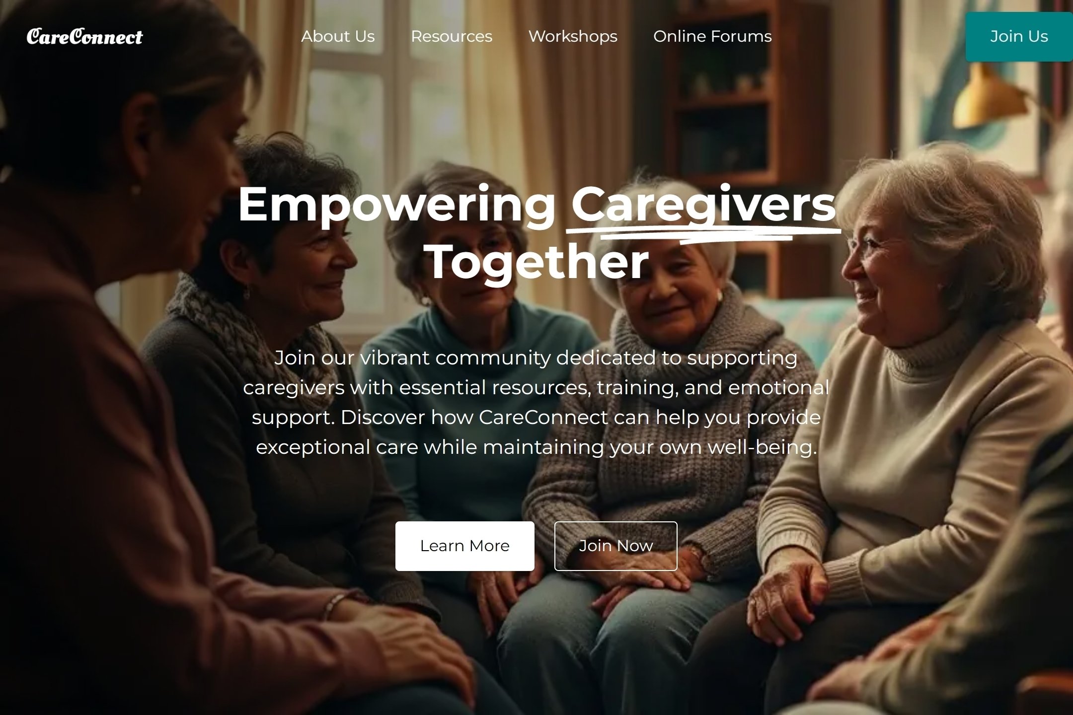 Caregiver community website template