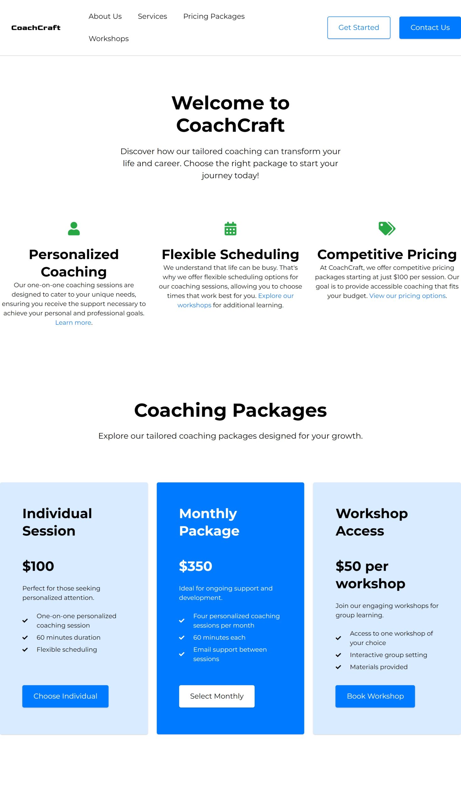 Pricing Packages