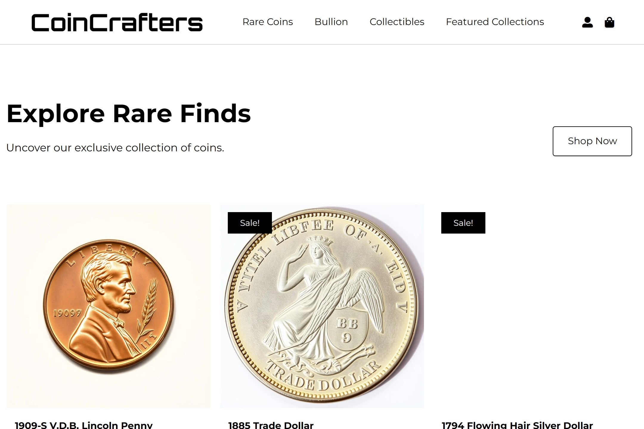 Coin dealer website template