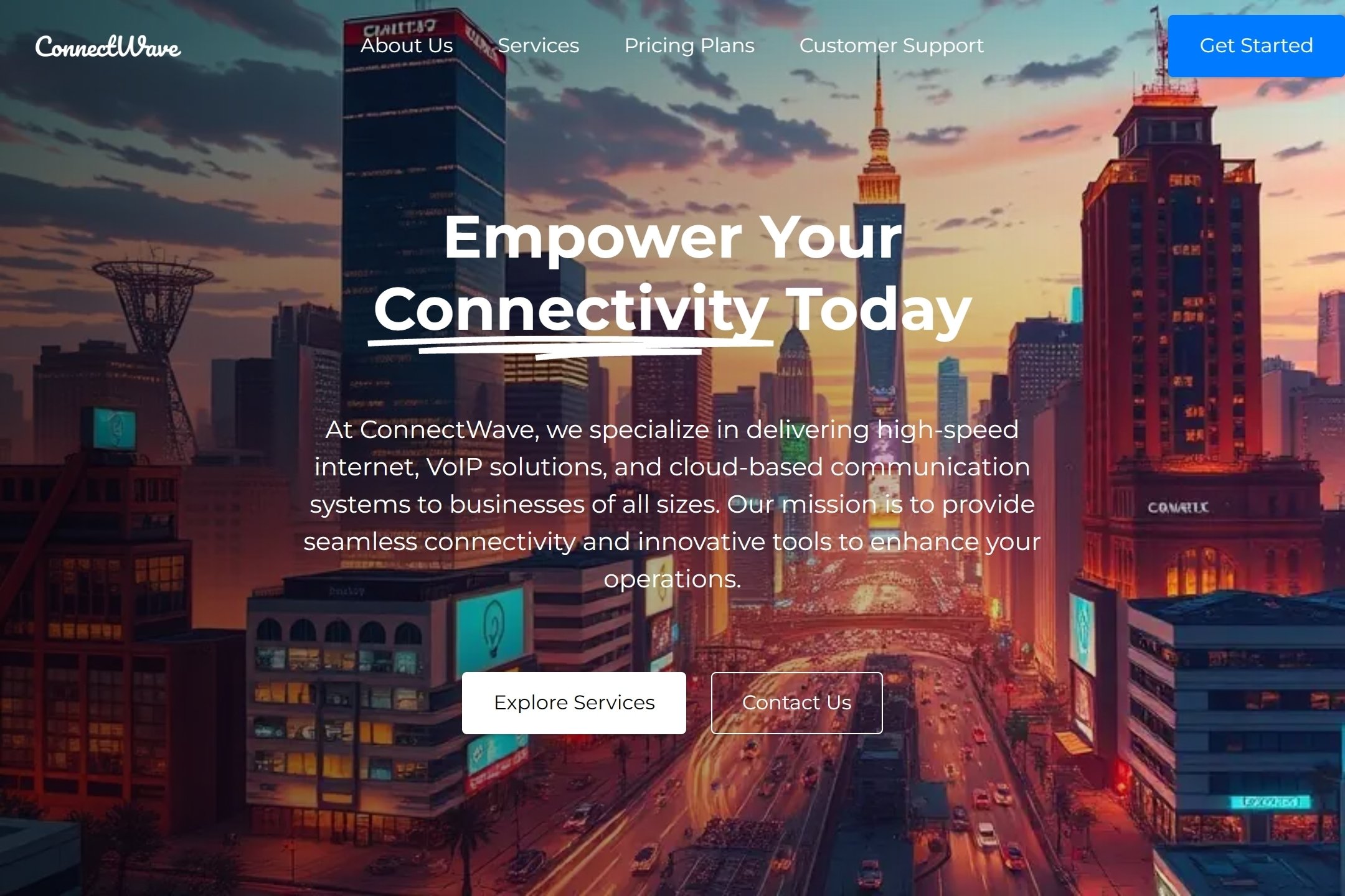 Communications service provider website template