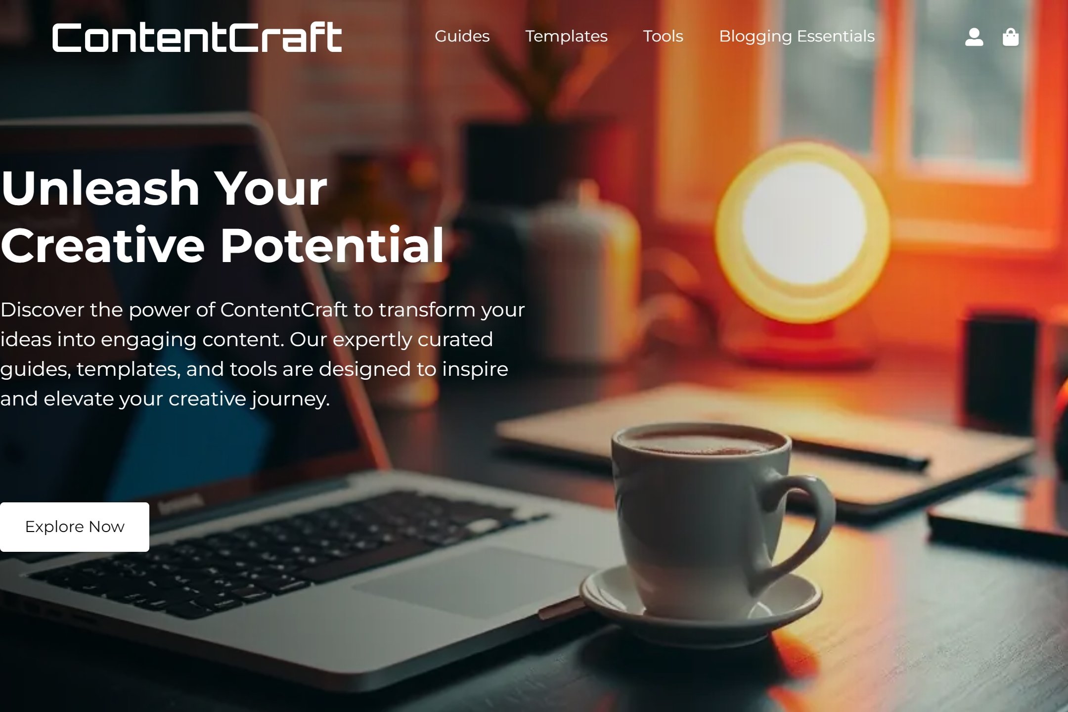 Content creation guide website template