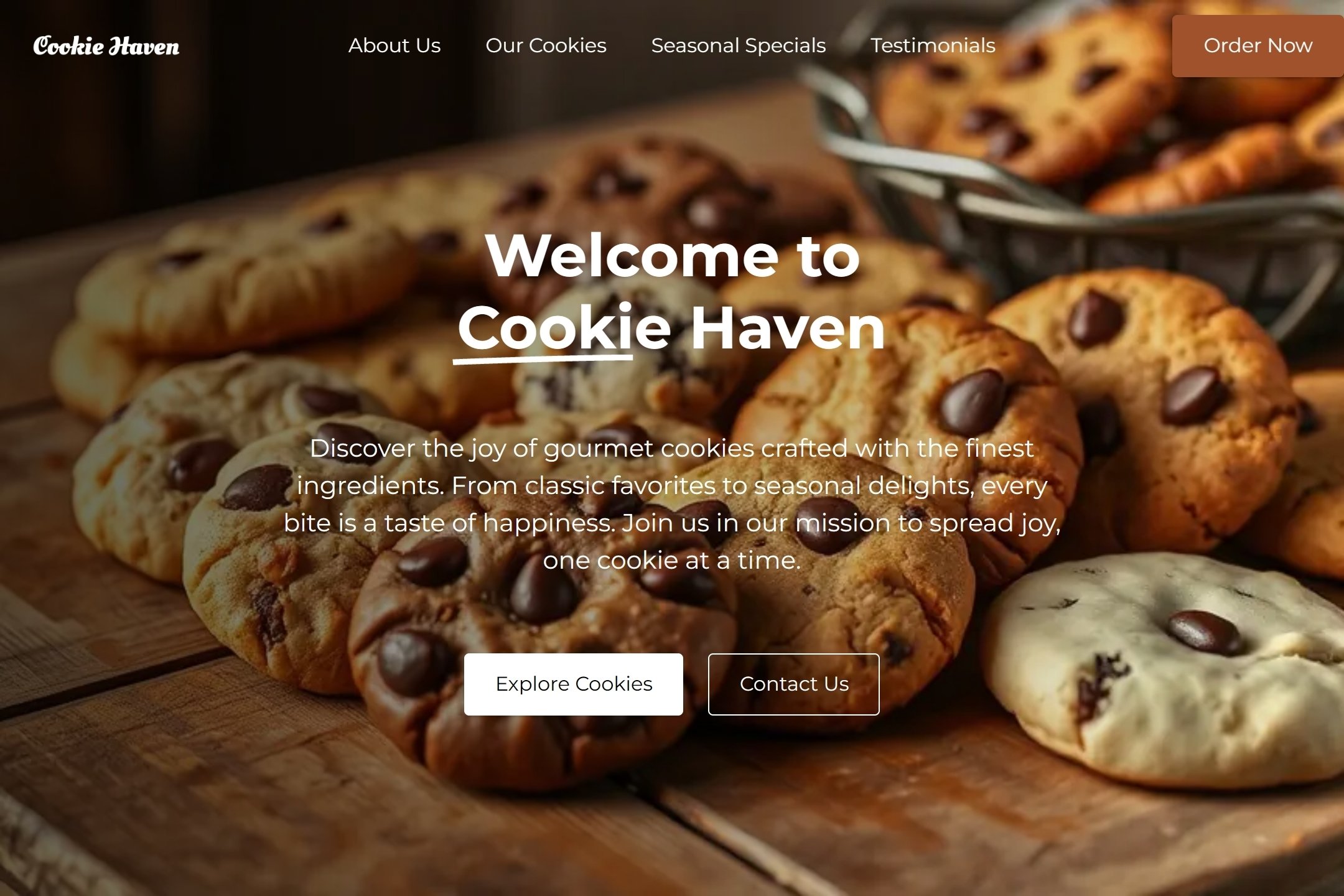 Cookie shop website template