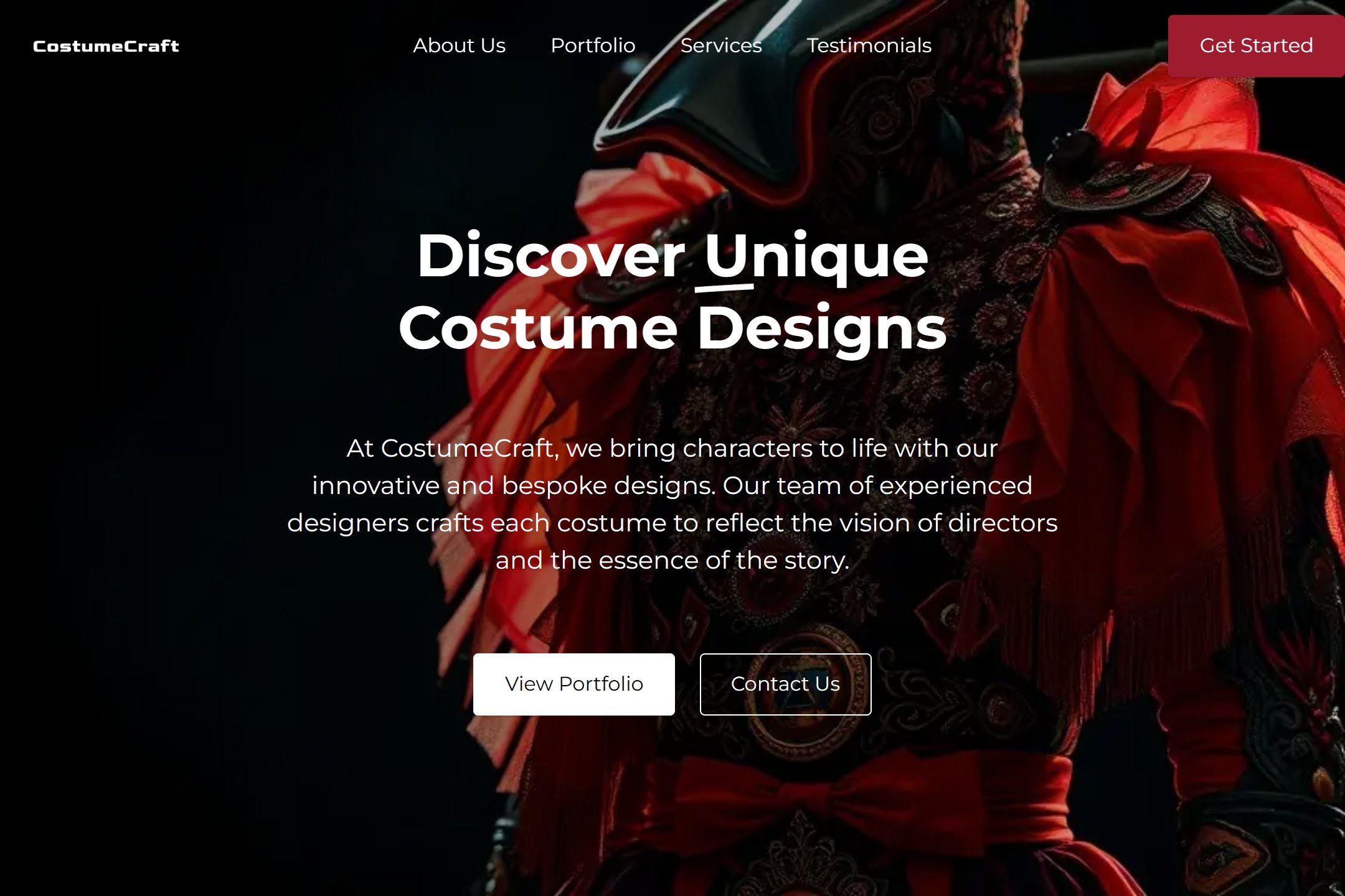 Costume designer portfolio website template