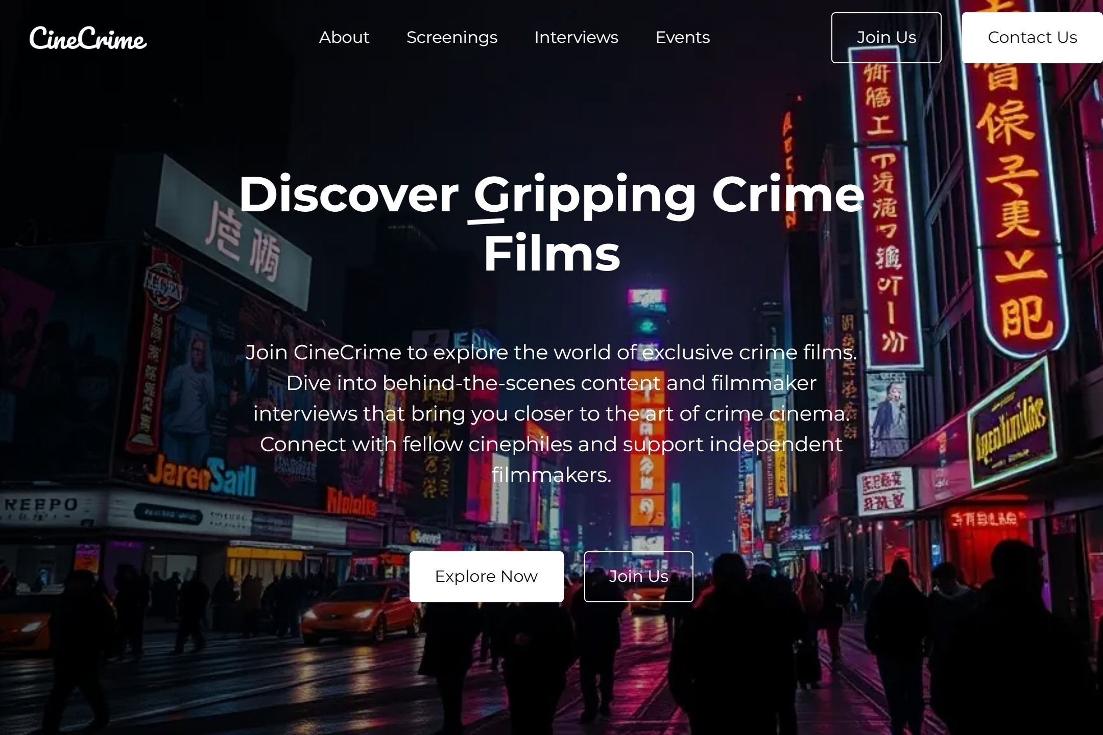Crime film release website template