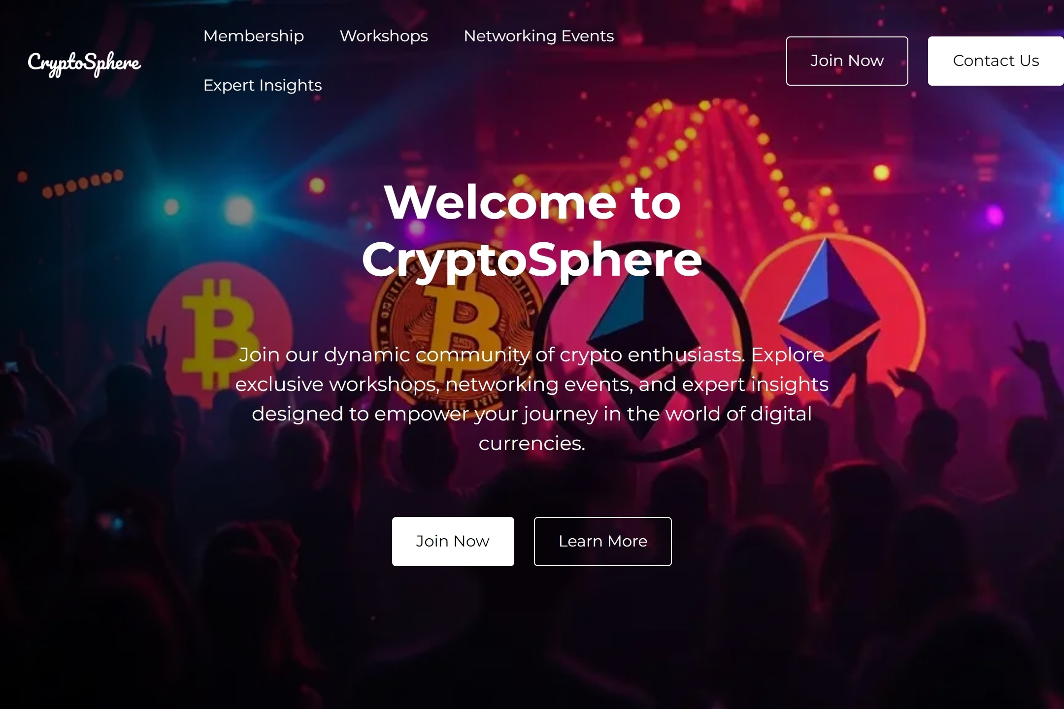 Cryptocurrency club website template