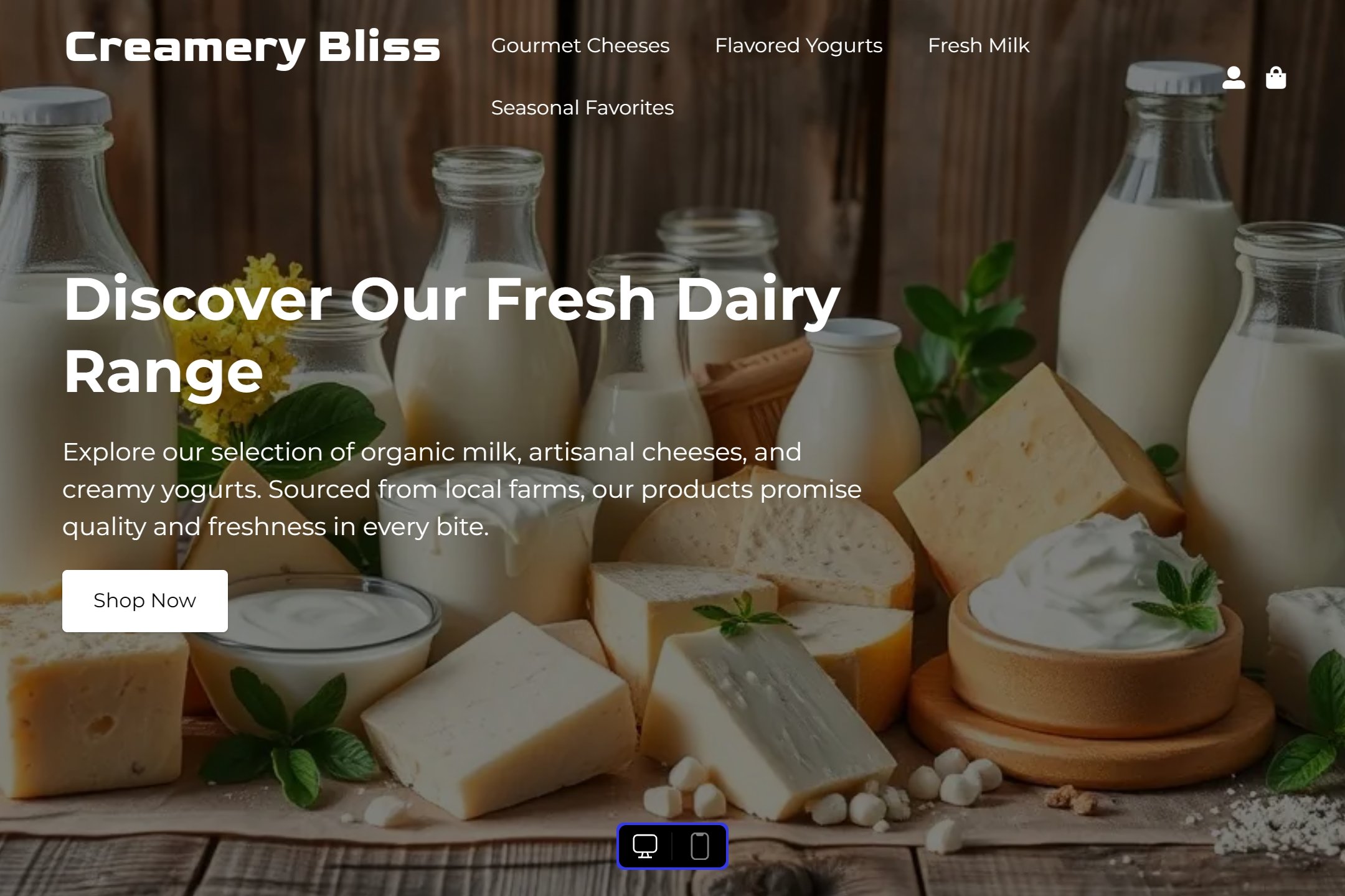 Dairy shop website template