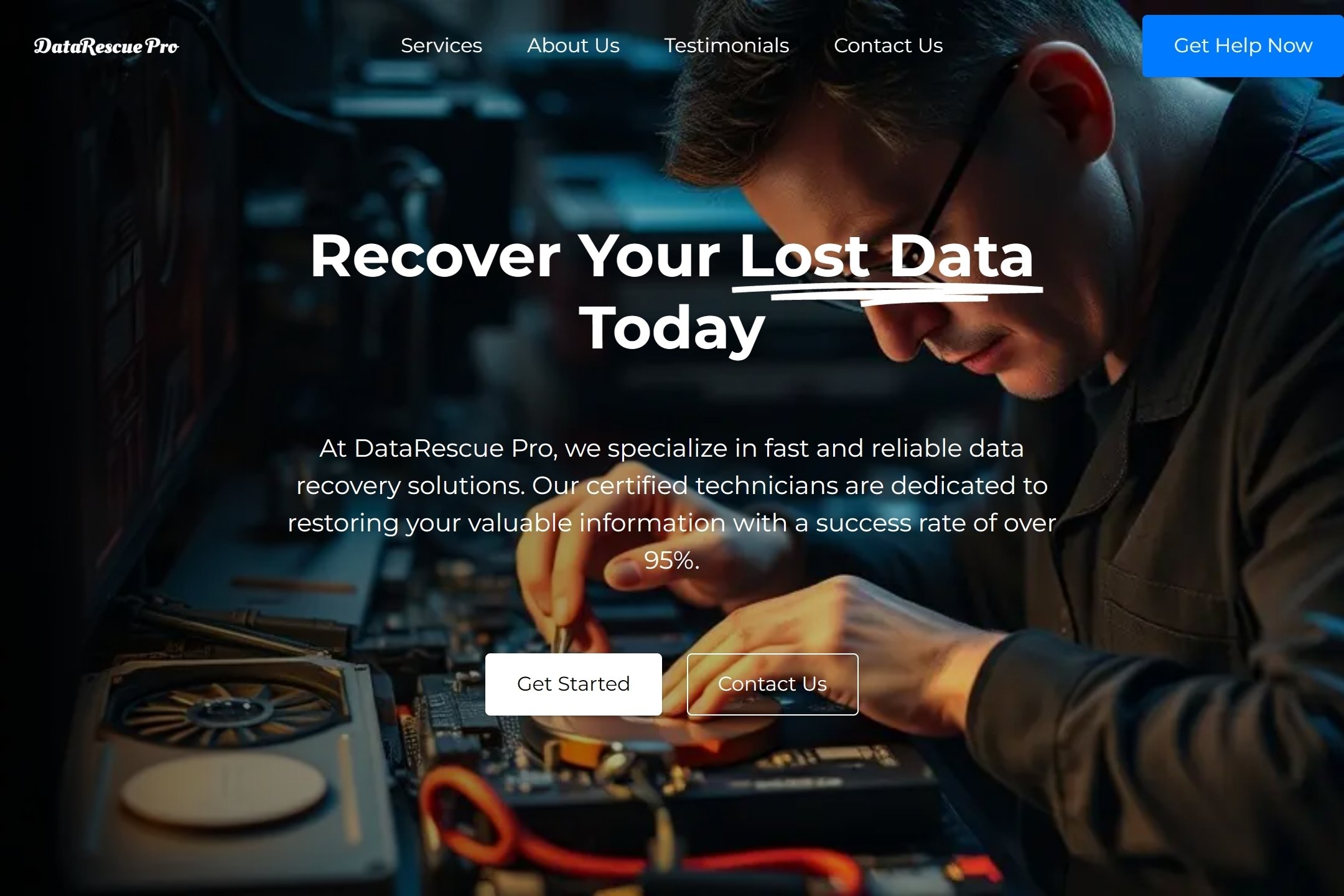 Data recovery service website template