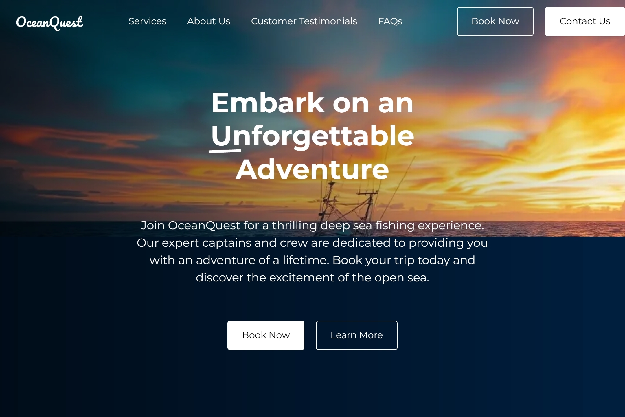 Deep sea fishing center website template