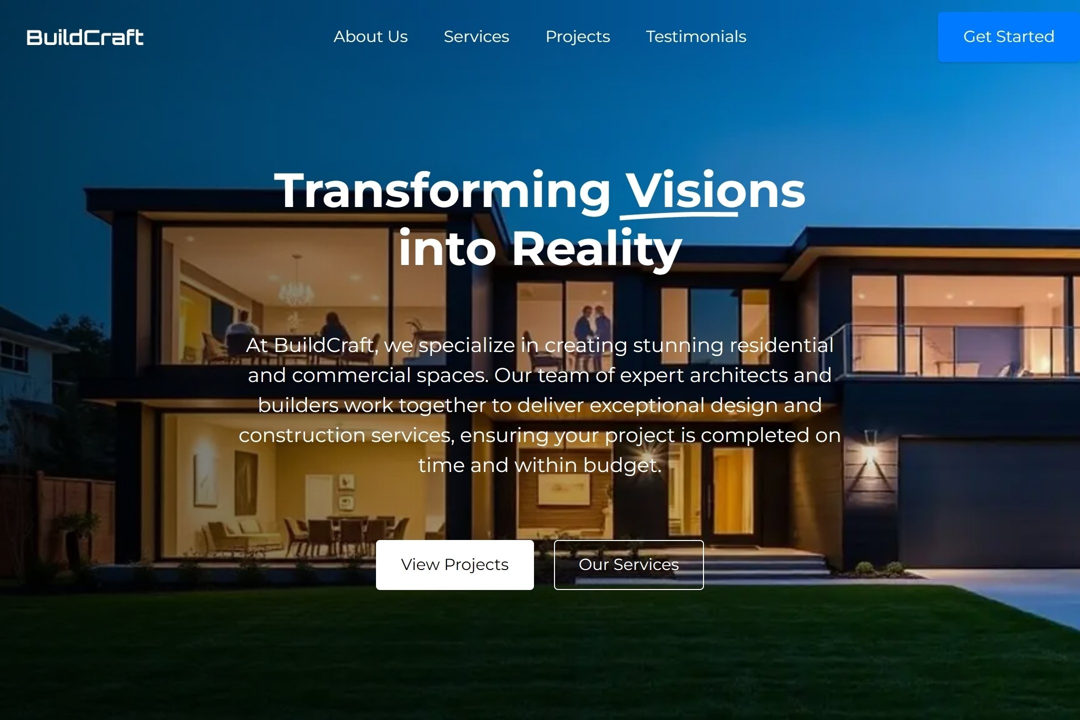 Design-build contractor website template