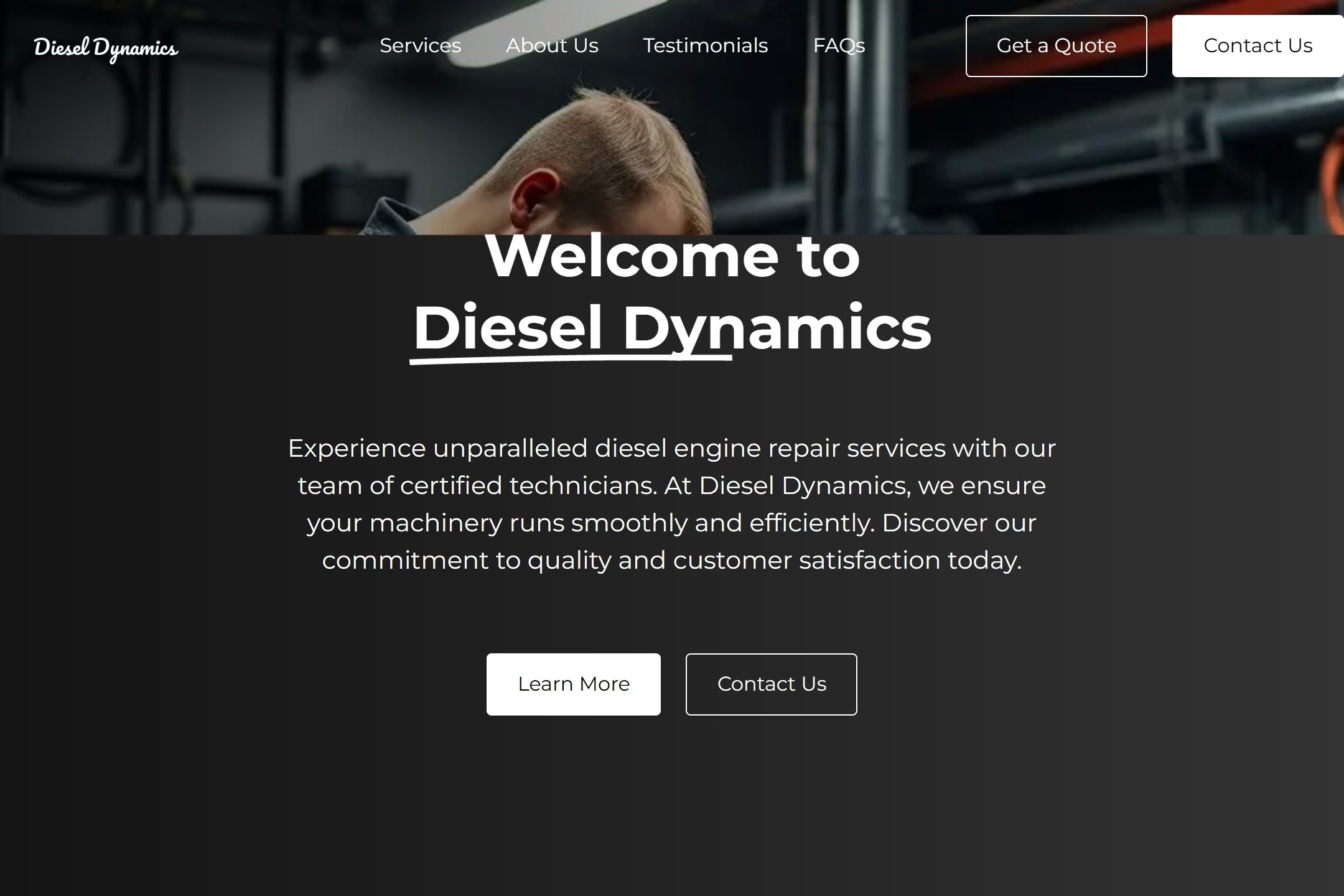 Diesel engine repair service website template