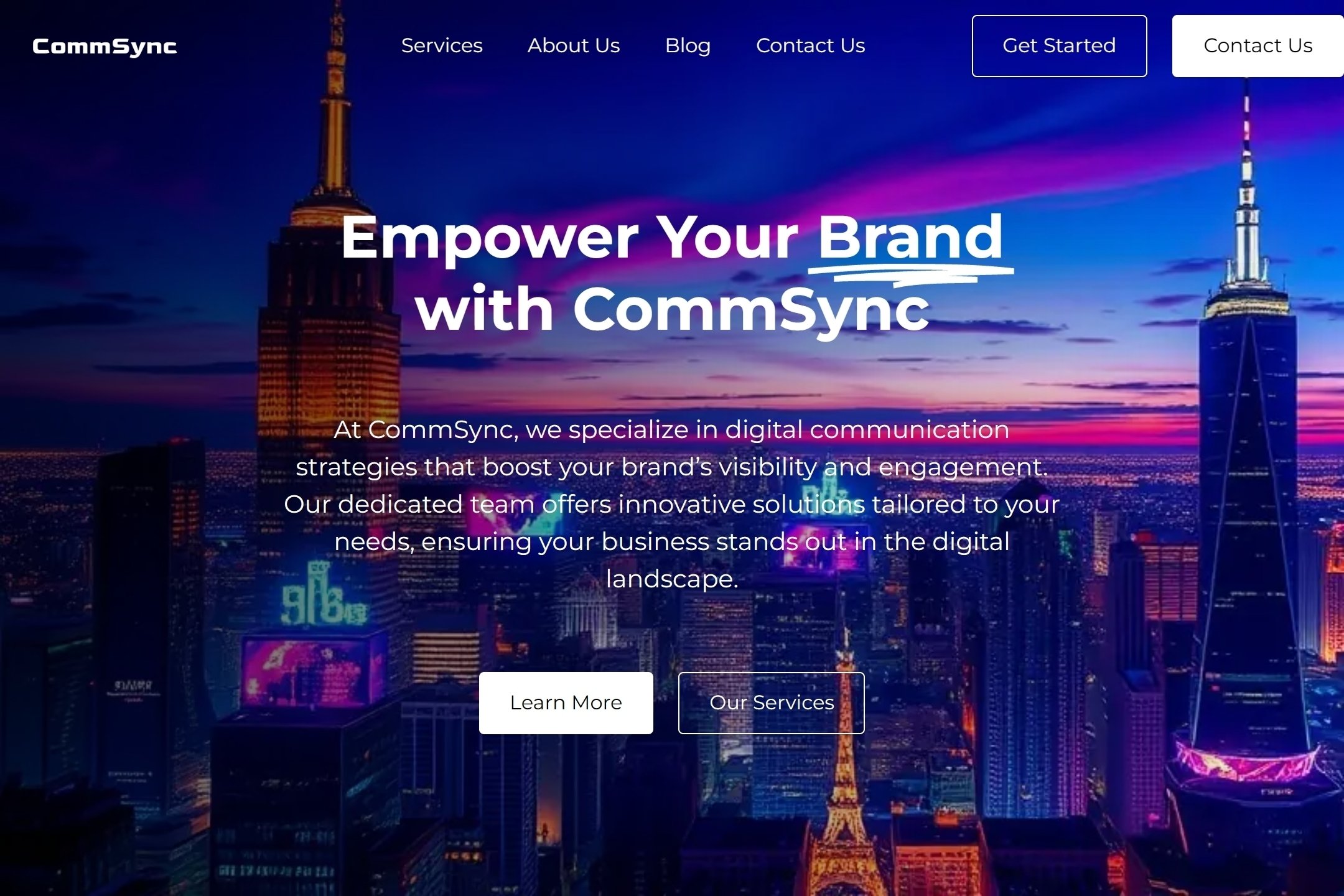 Digital communications specialist website template
