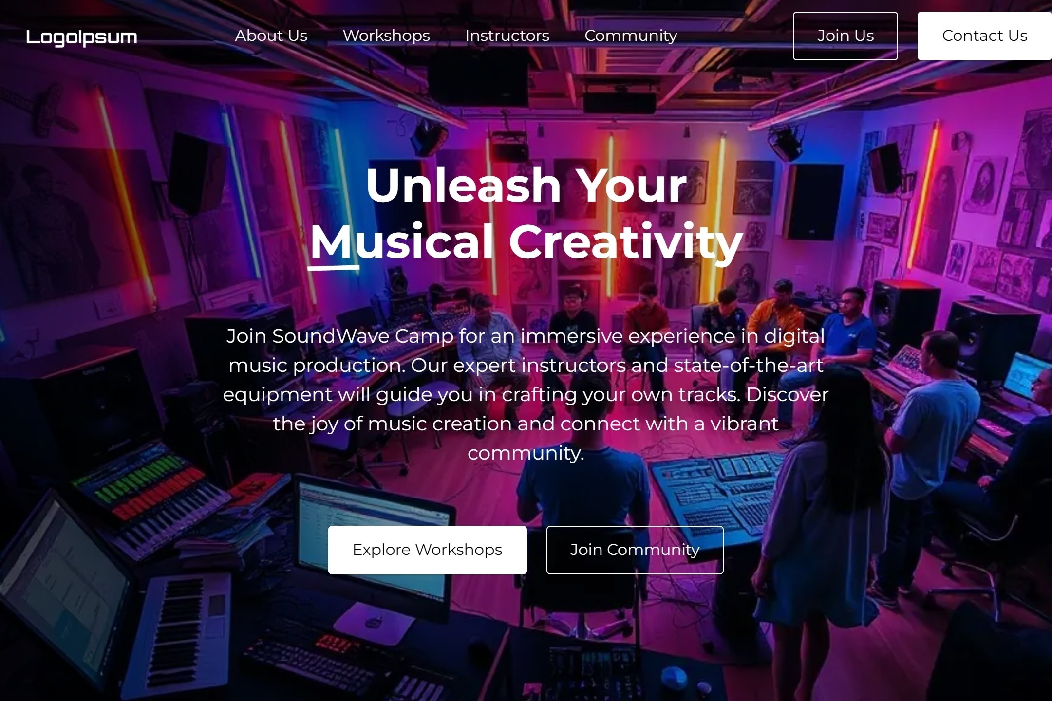 Digital music production camp website template