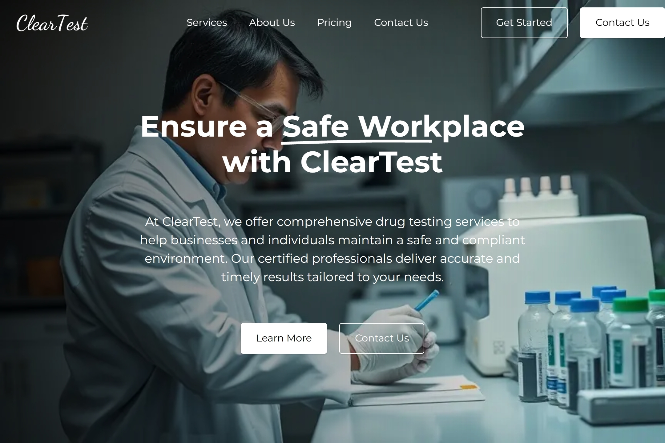 Drug testing service website template