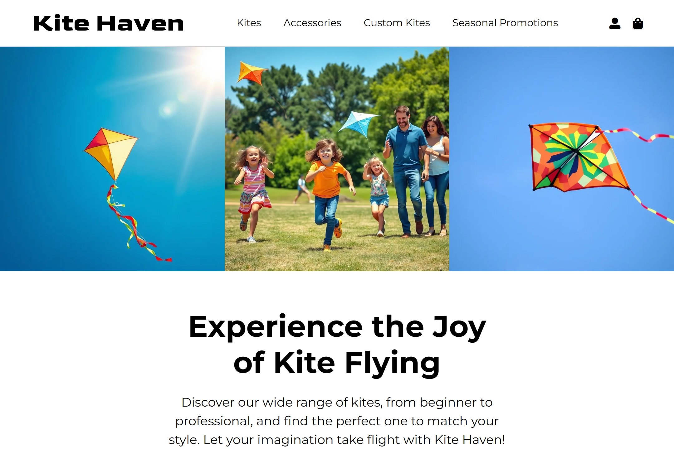 Ecommerce kite shop website template