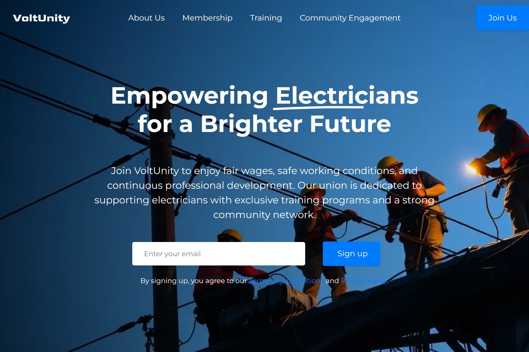 Electrical workers union website template