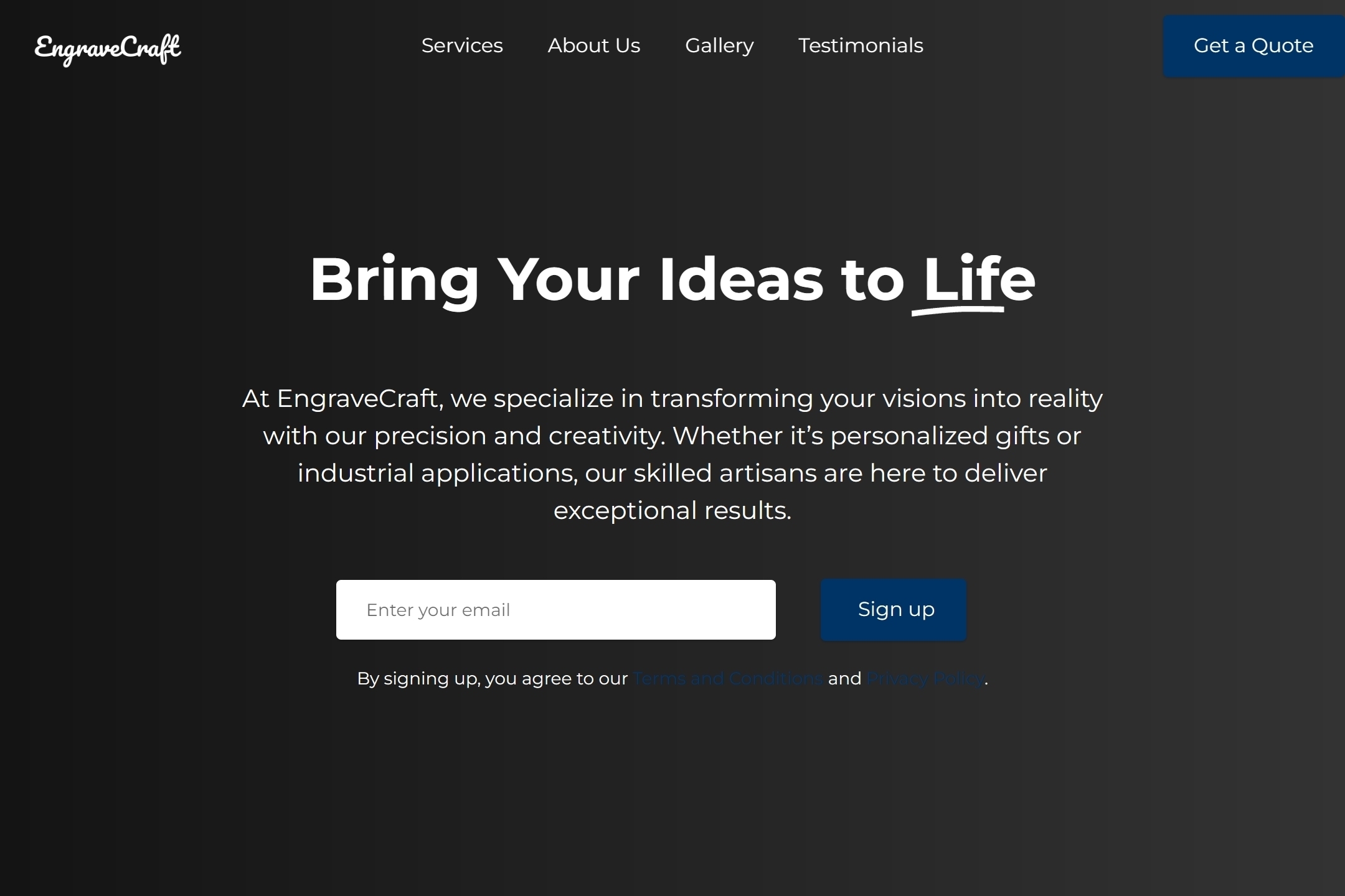 Engraving service website template