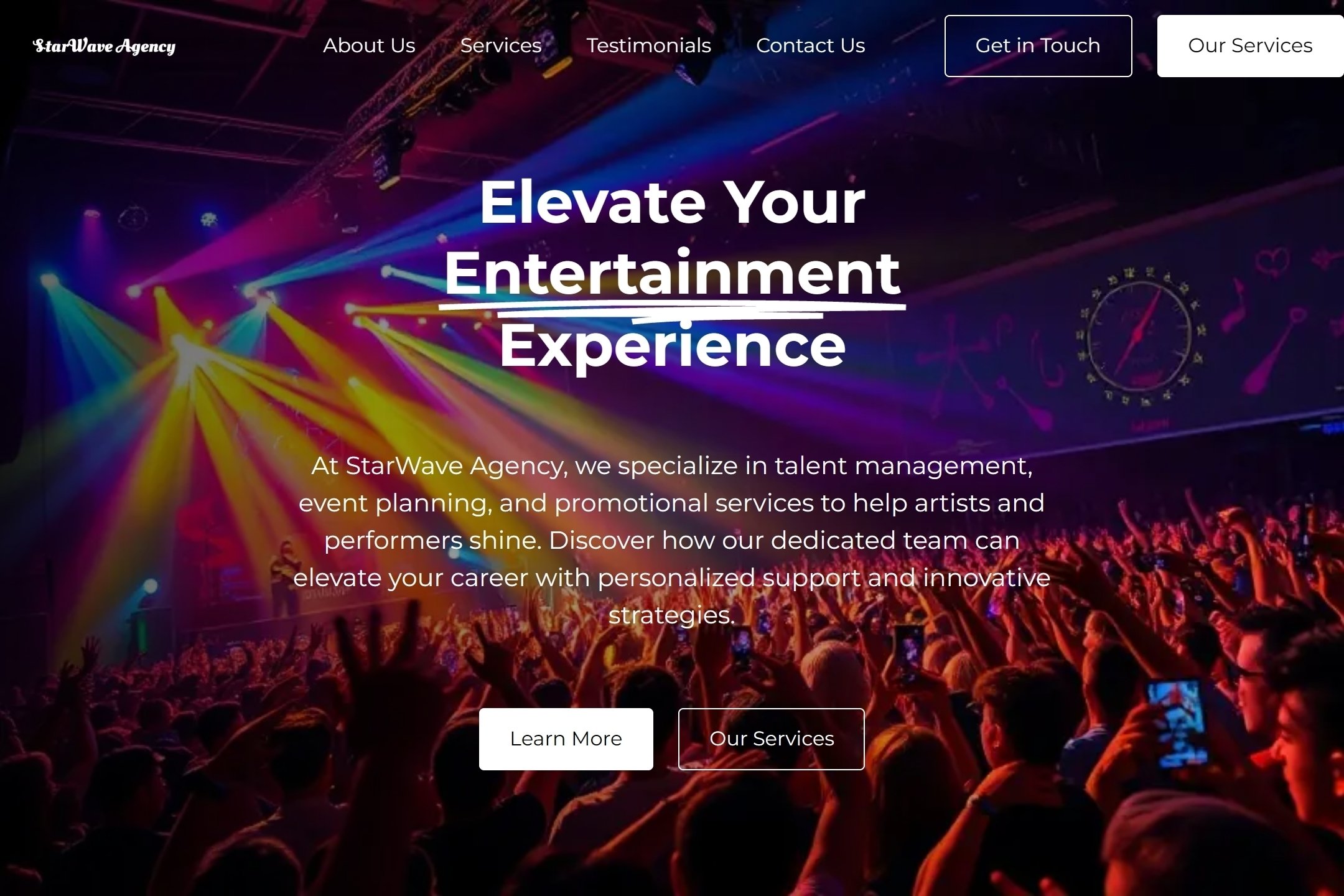 Entertainment agency website template