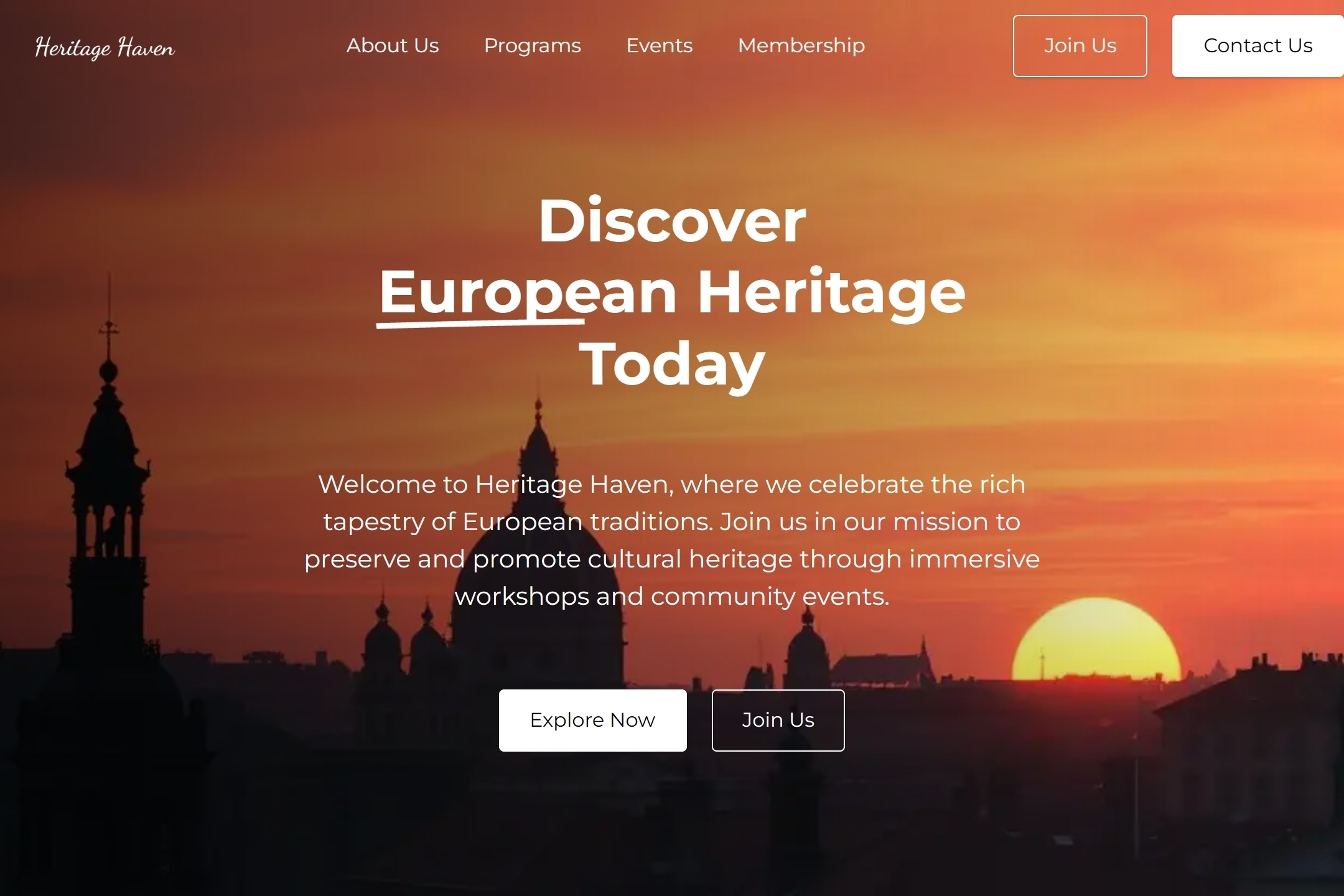 European cultural heritage organization website template