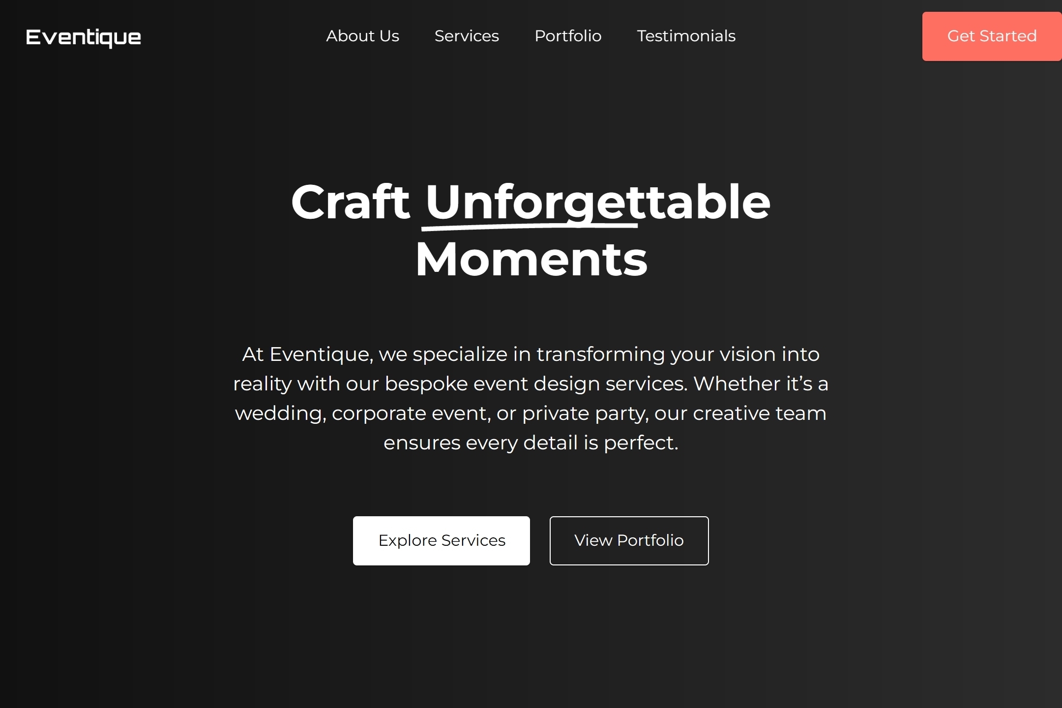 Event designer website template
