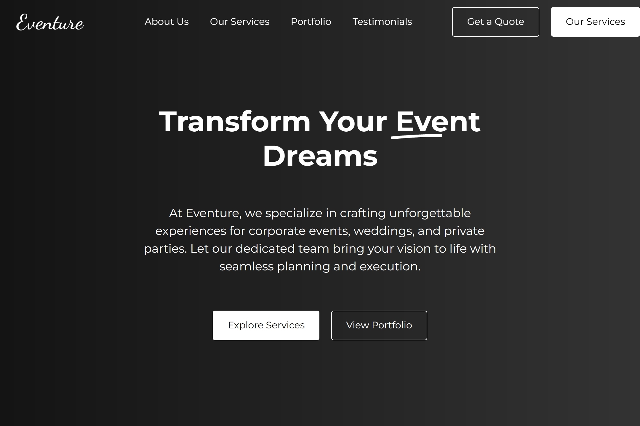 Event production company website template