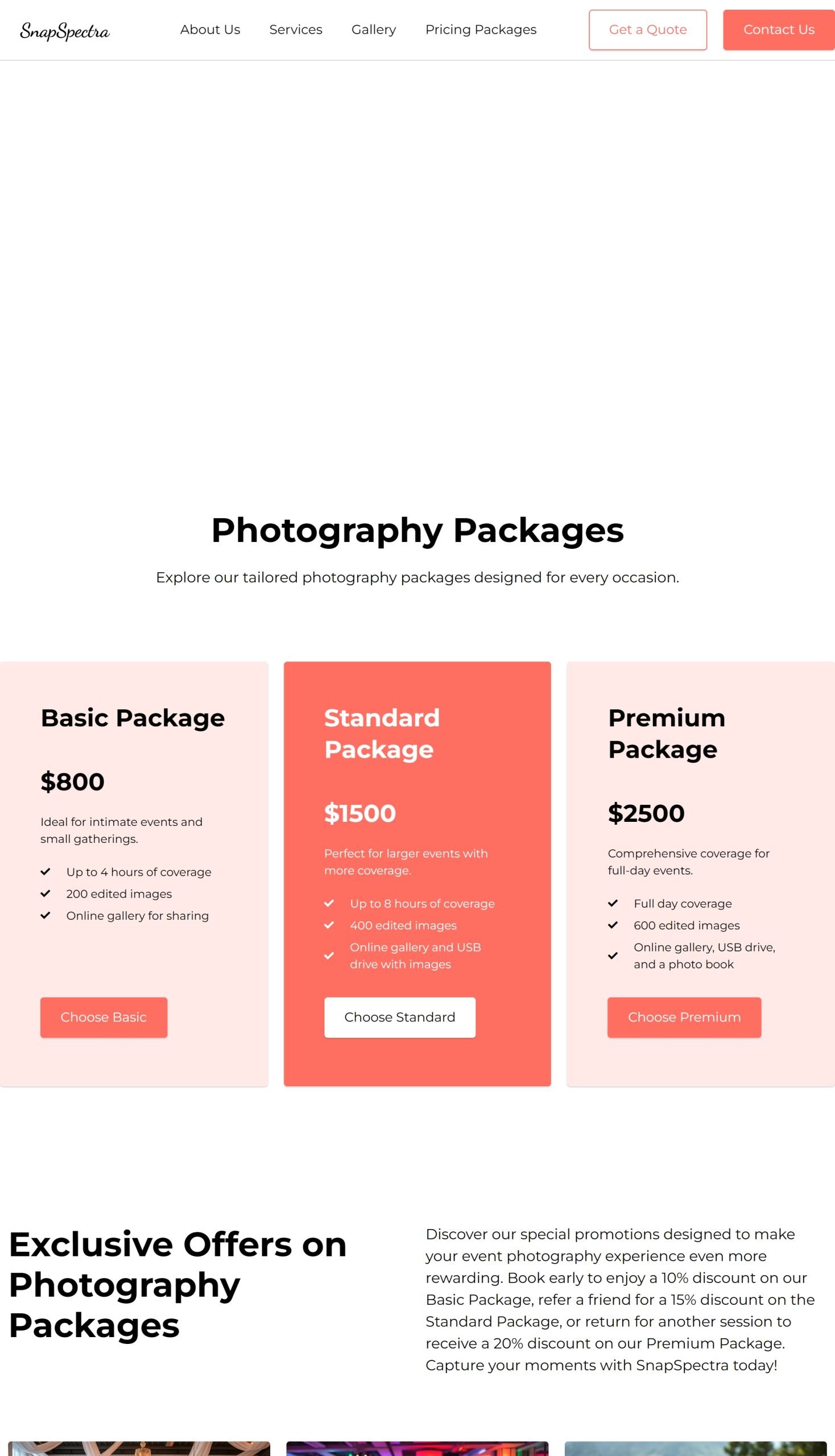 Pricing Packages