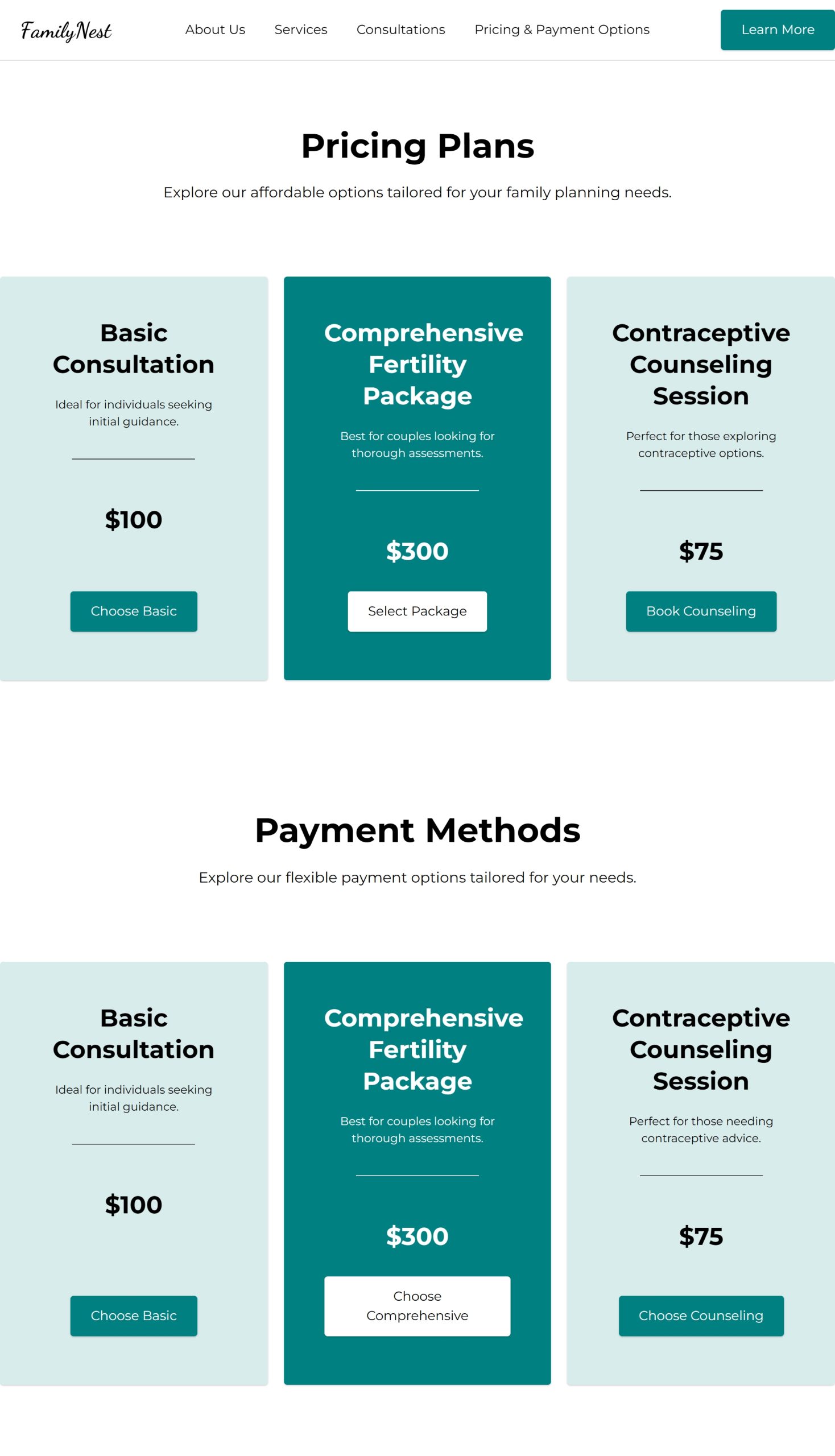 Pricing Payment Options