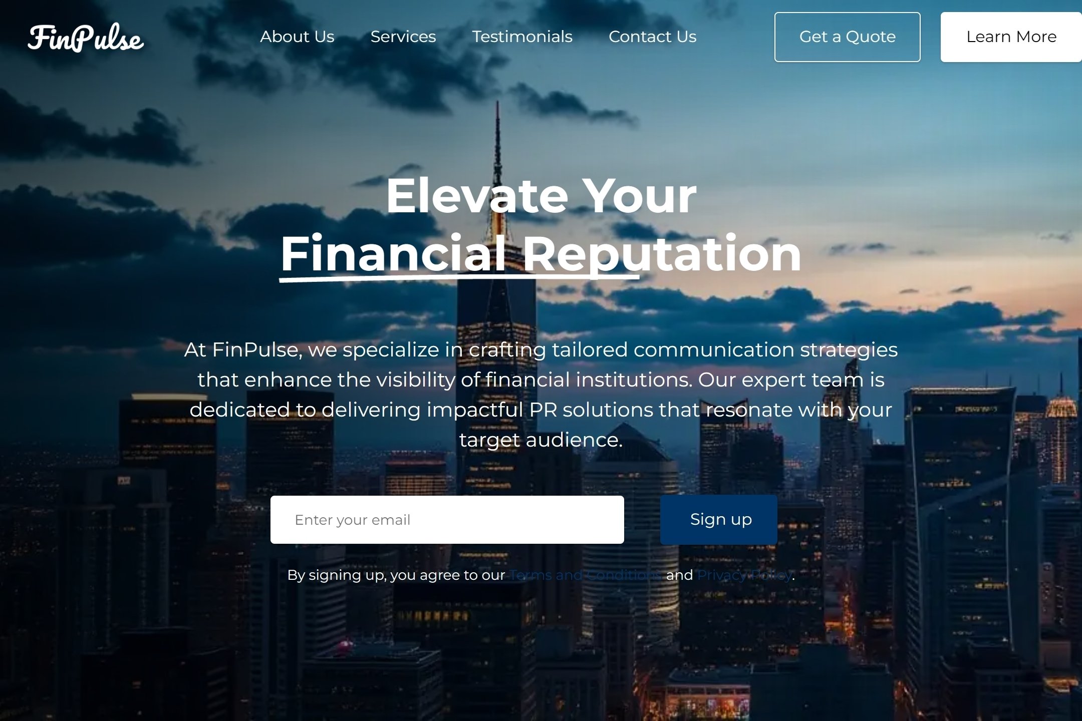 Finance PR firm website template