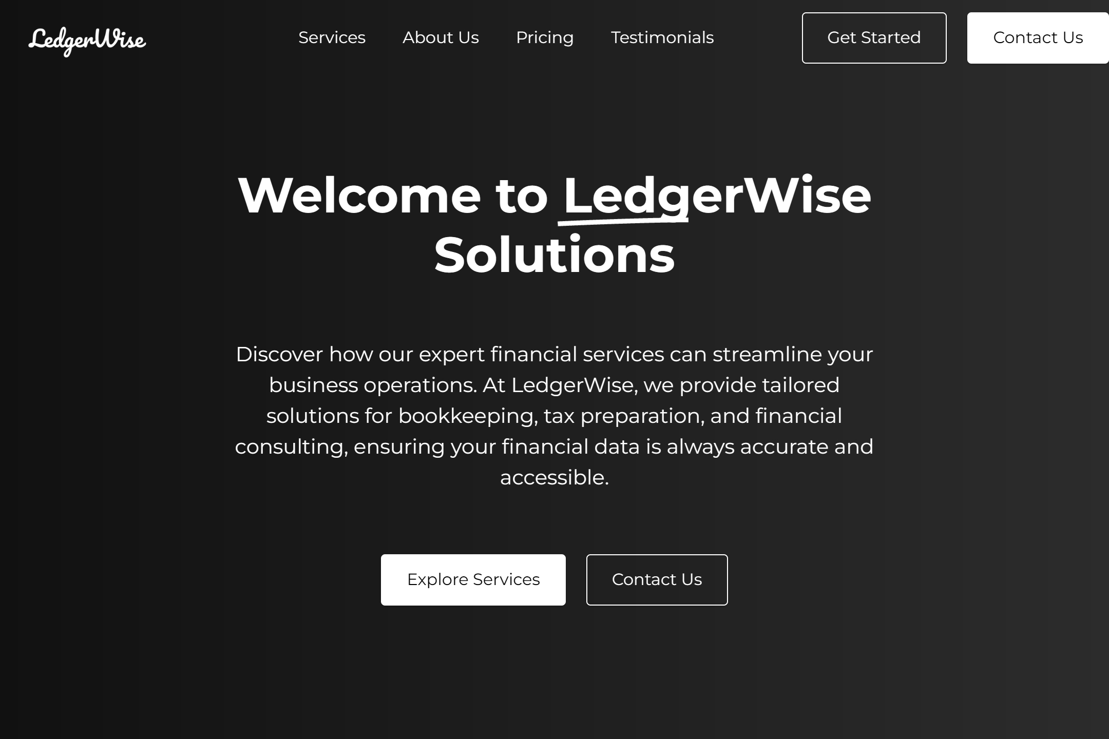 Financial record-keeping service website template