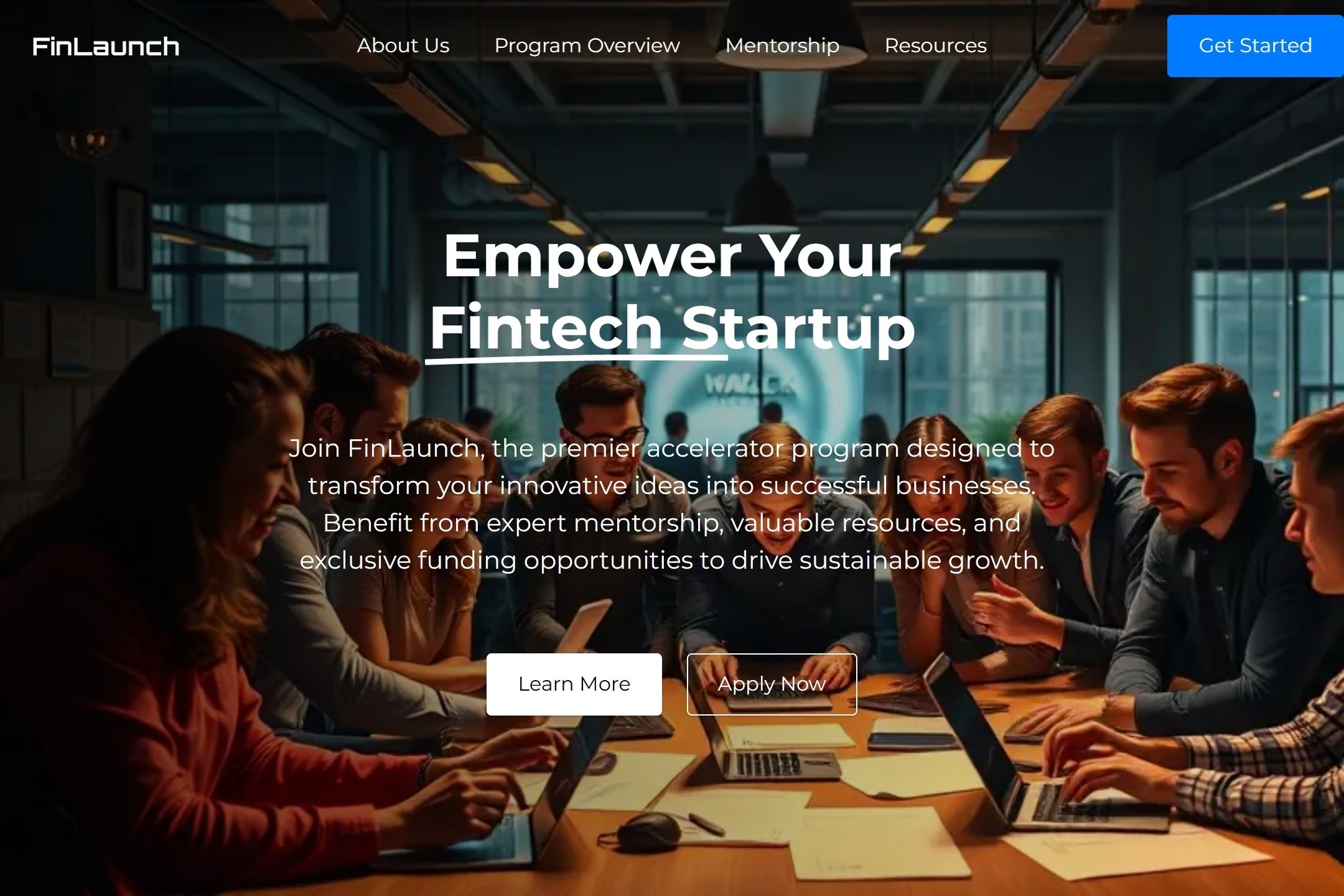 Fintech accelerator program website template
