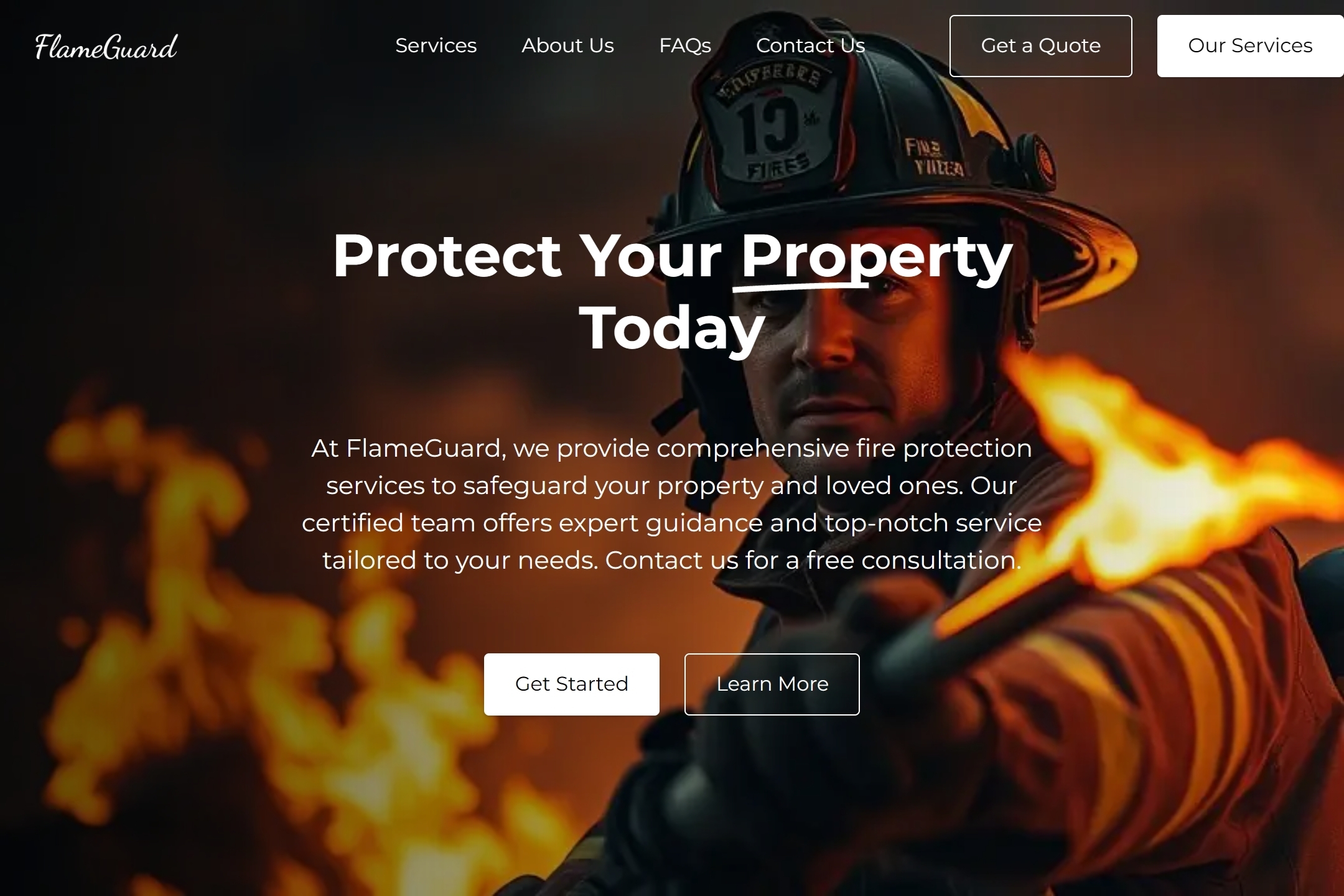 Fire protection service website template