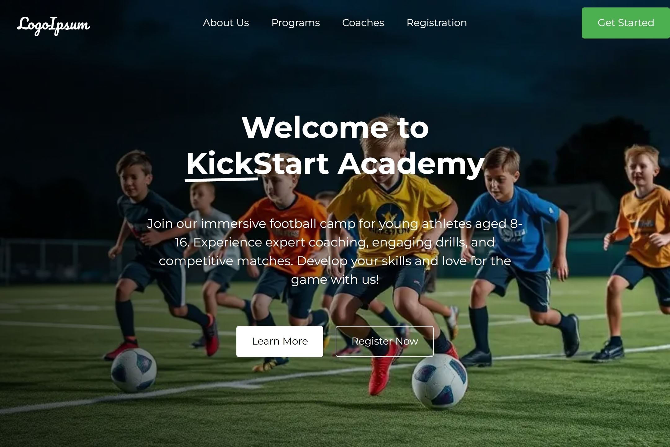 Football camp website template