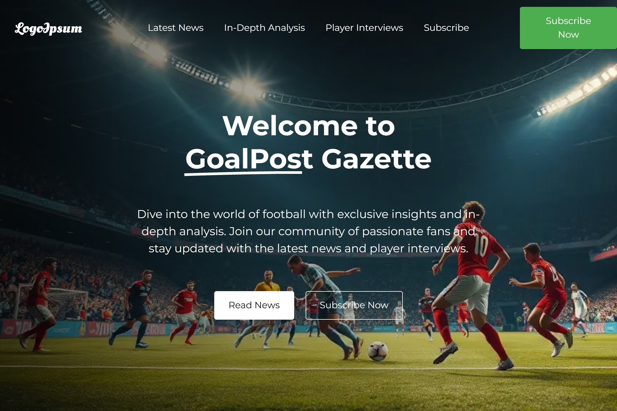 Football magazine website template