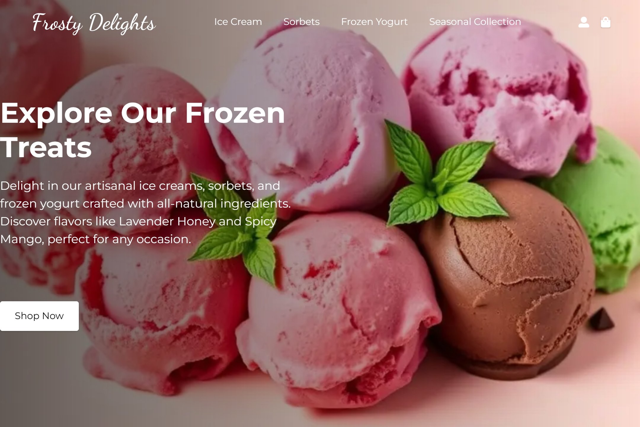 Frozen dessert supplier website template