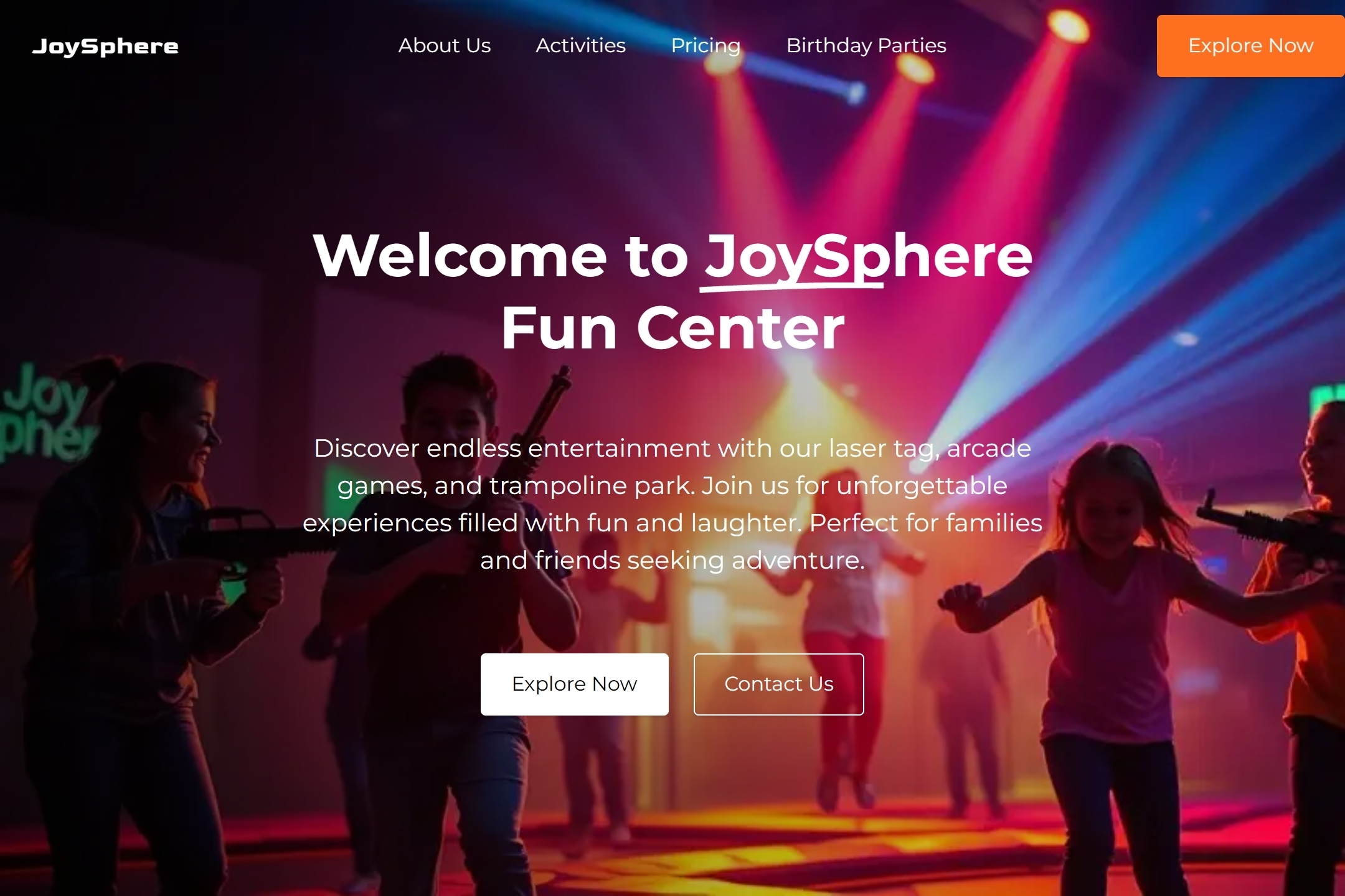 Best fun center website template