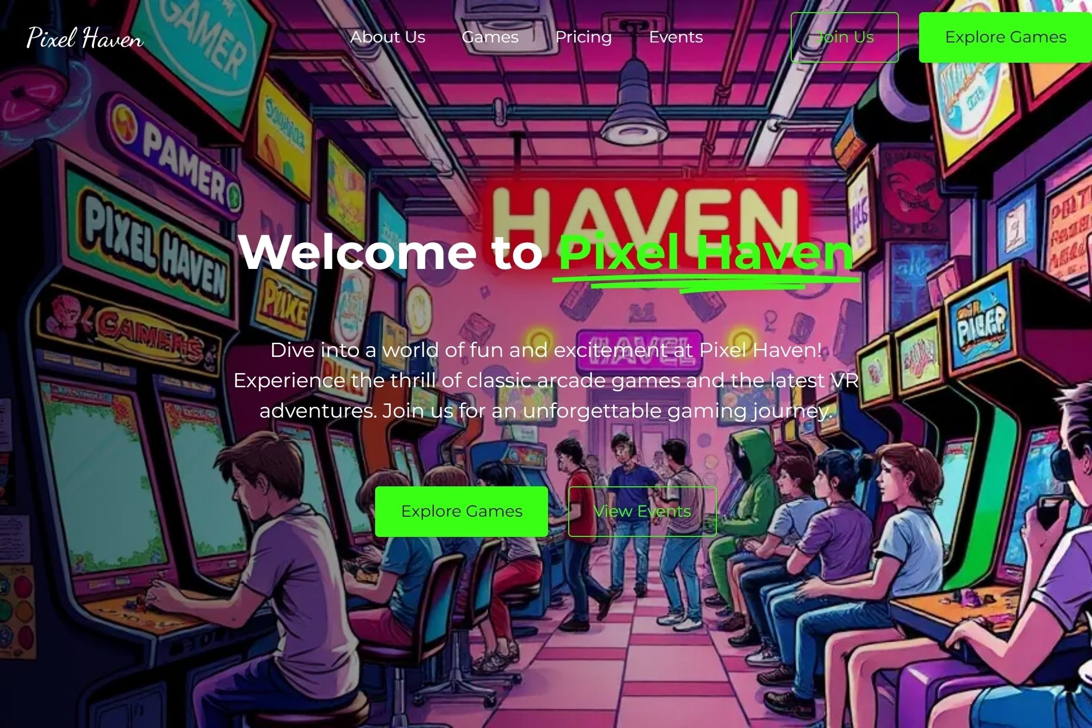 Game arcade website template