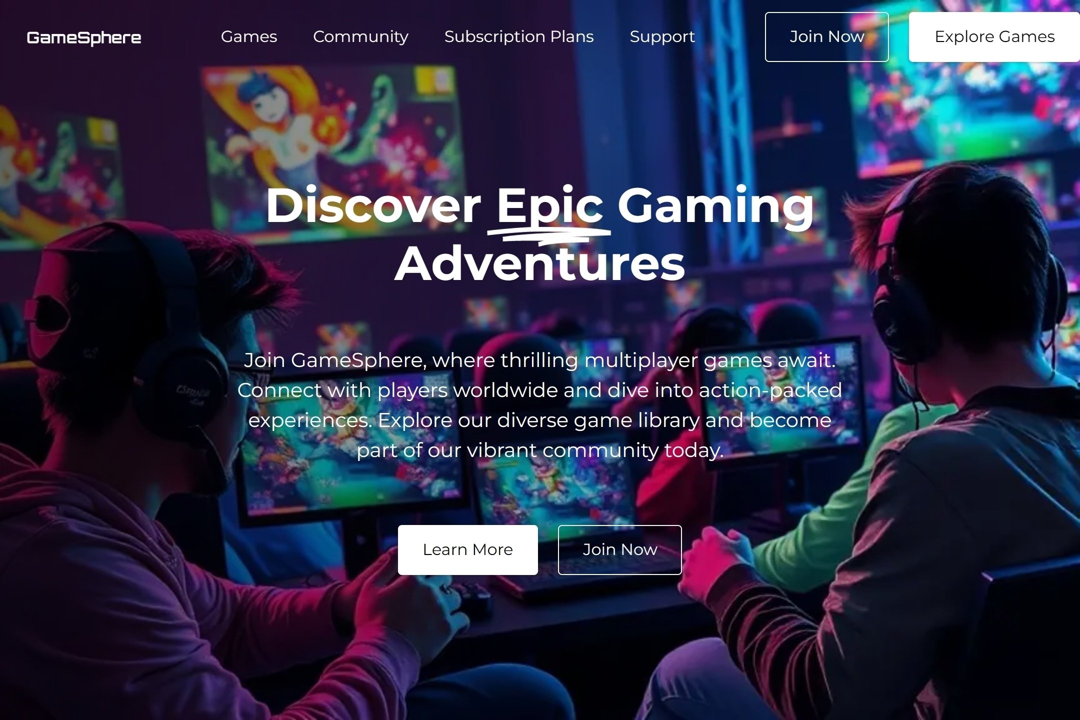 Game site website template