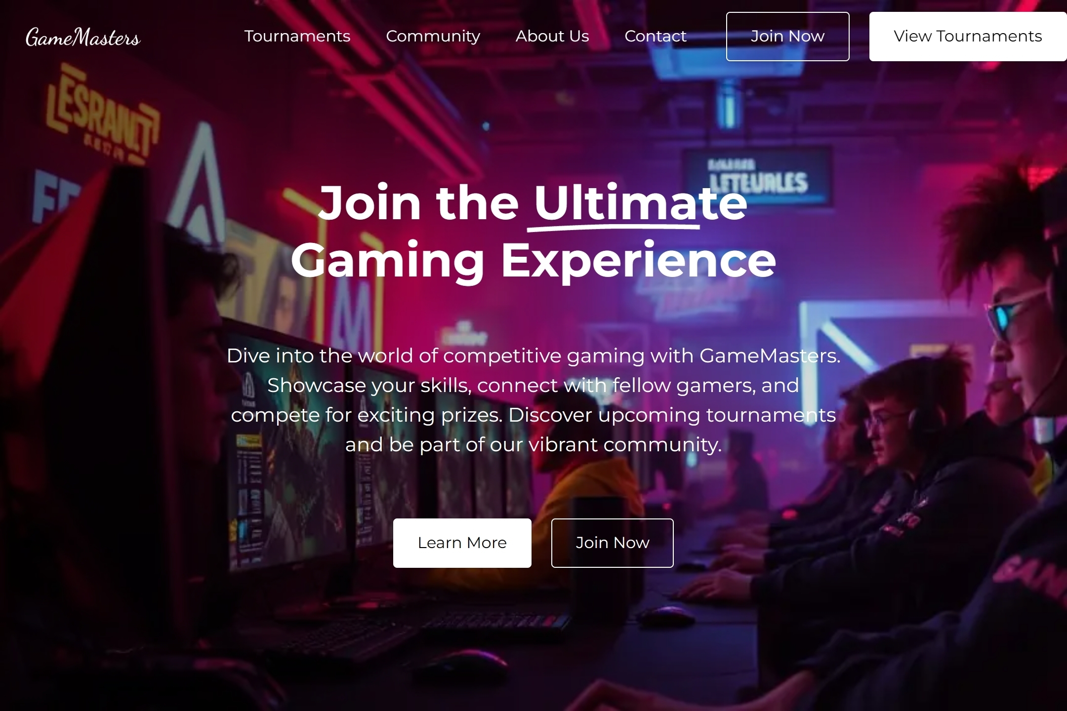 Gaming competition website template