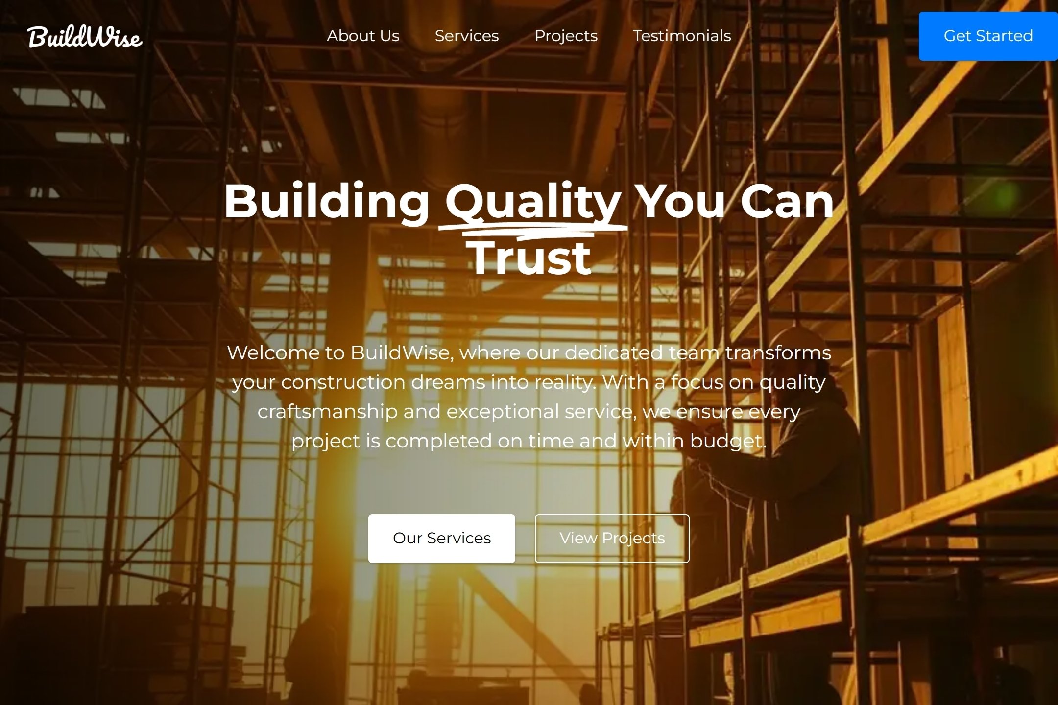 General contractor website template