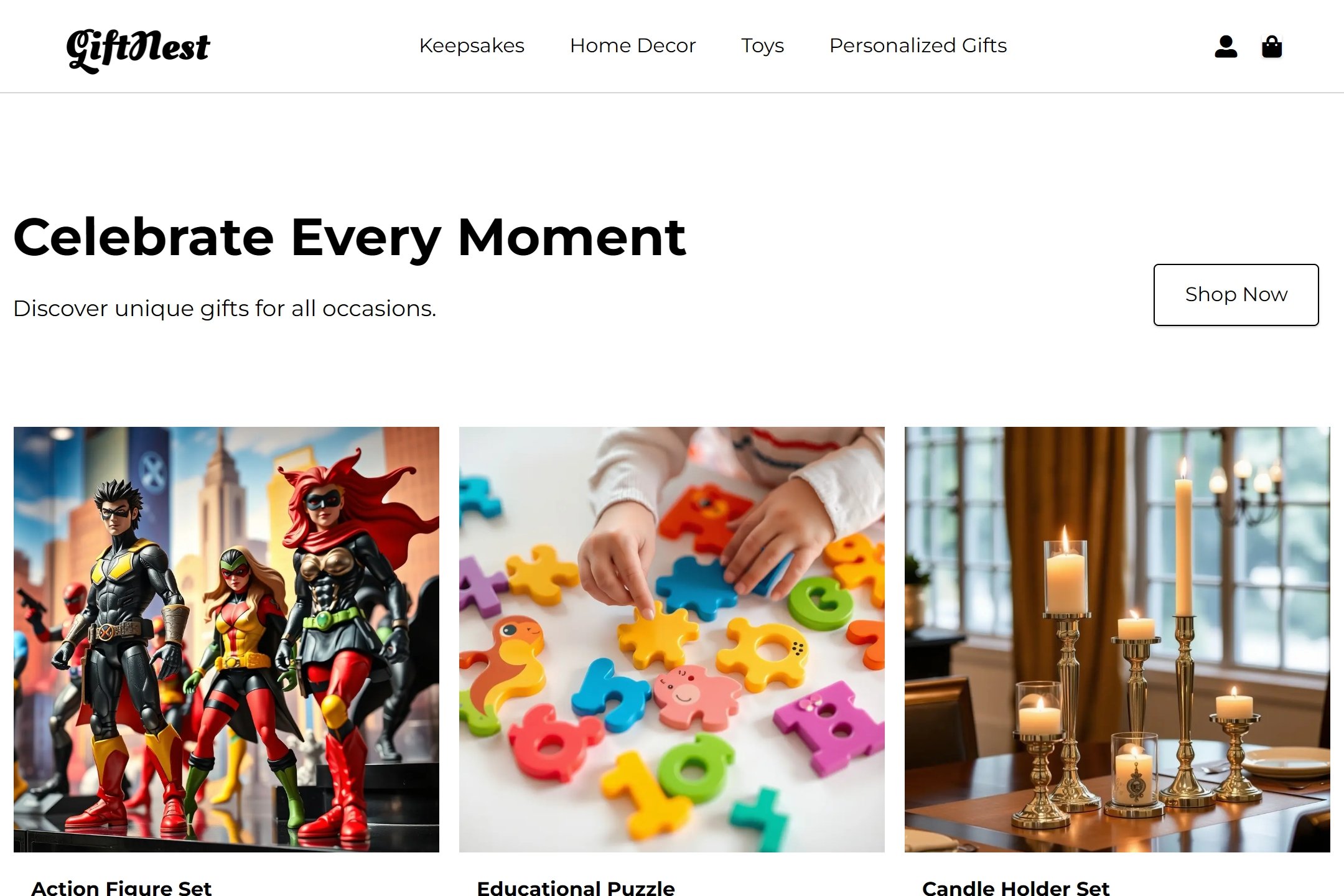 Gift shop website template