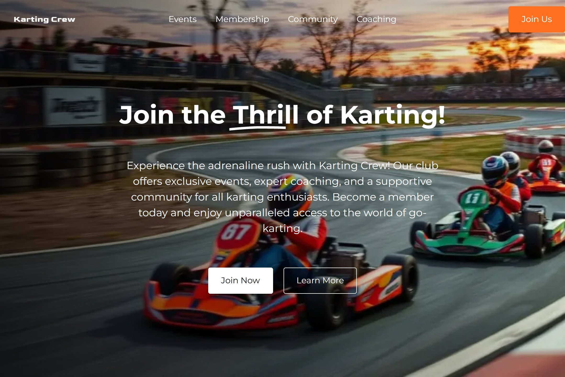 Go-karting fan club website template