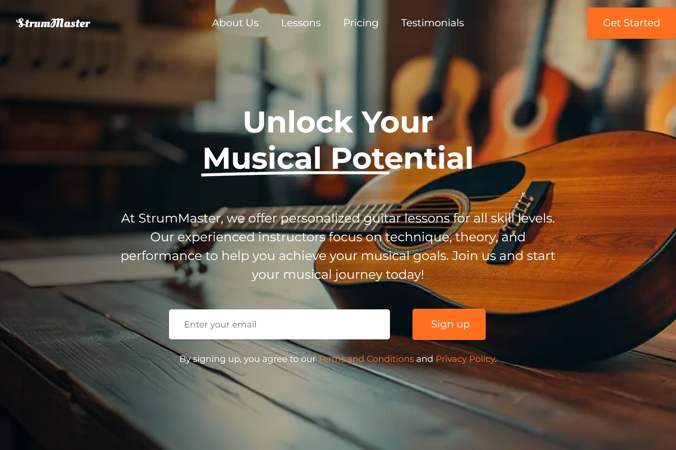 Guitar player website template